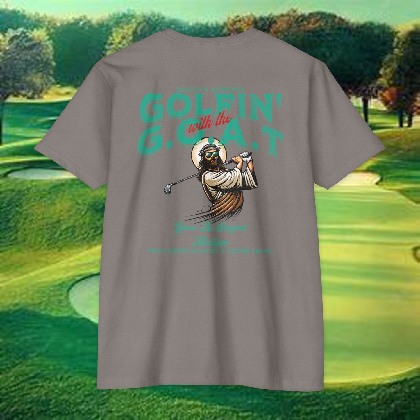 Golfin with the GOAT Tee  Jesus Golf Shirt, Mulligan Grace Christian Tee