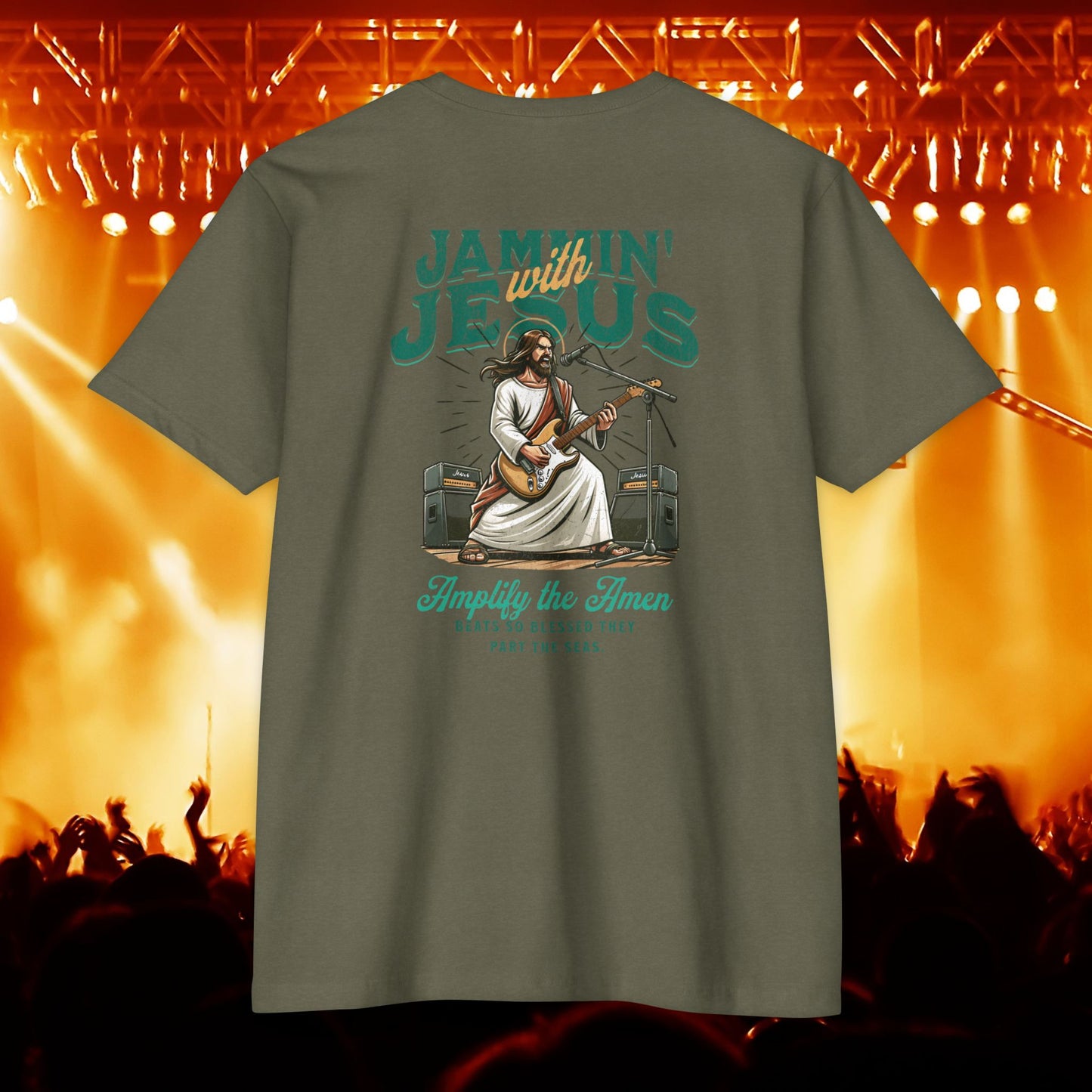Jammin' Jesus Unisex CVC T-Shirt | Faith-Based Graphic Tee, Music Lover Gift, Casual Wear, Church Outing, Christian Apparel