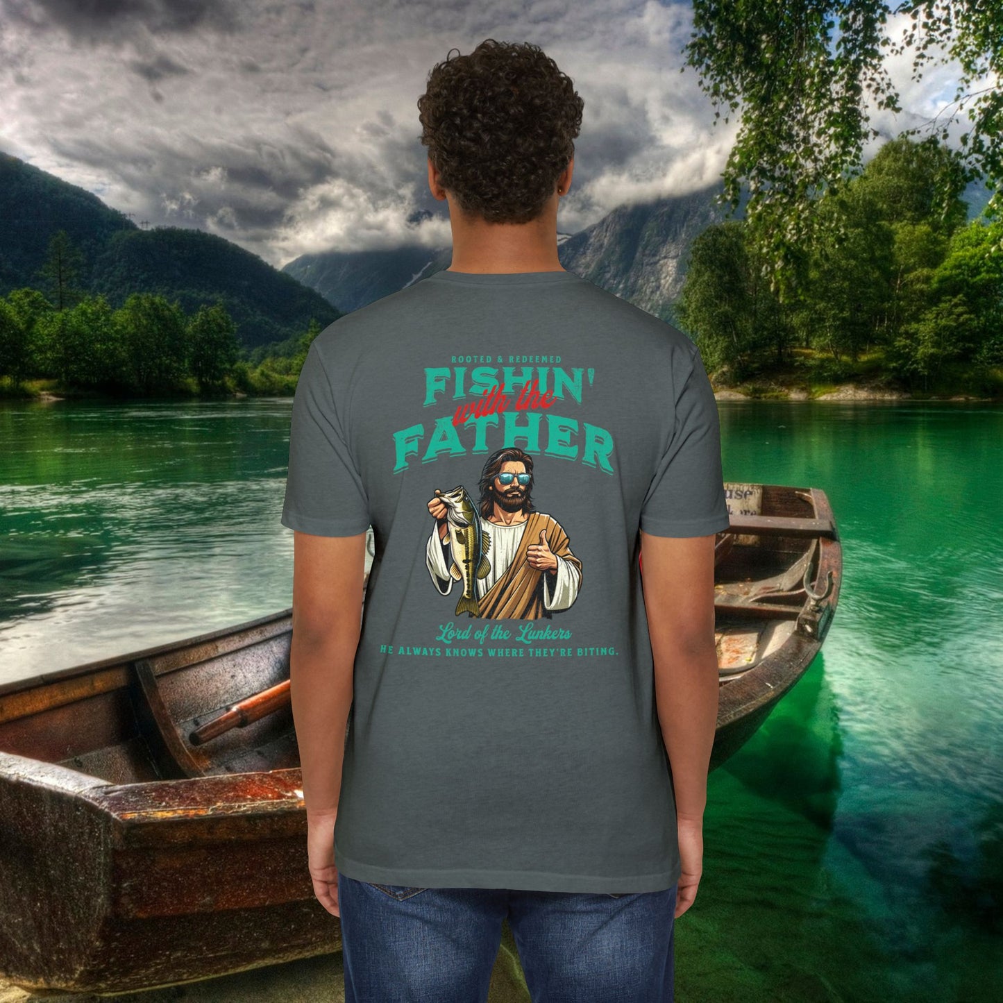 Lord of the Lunkers  Christian Fishing T-Shirt Next Level 6210