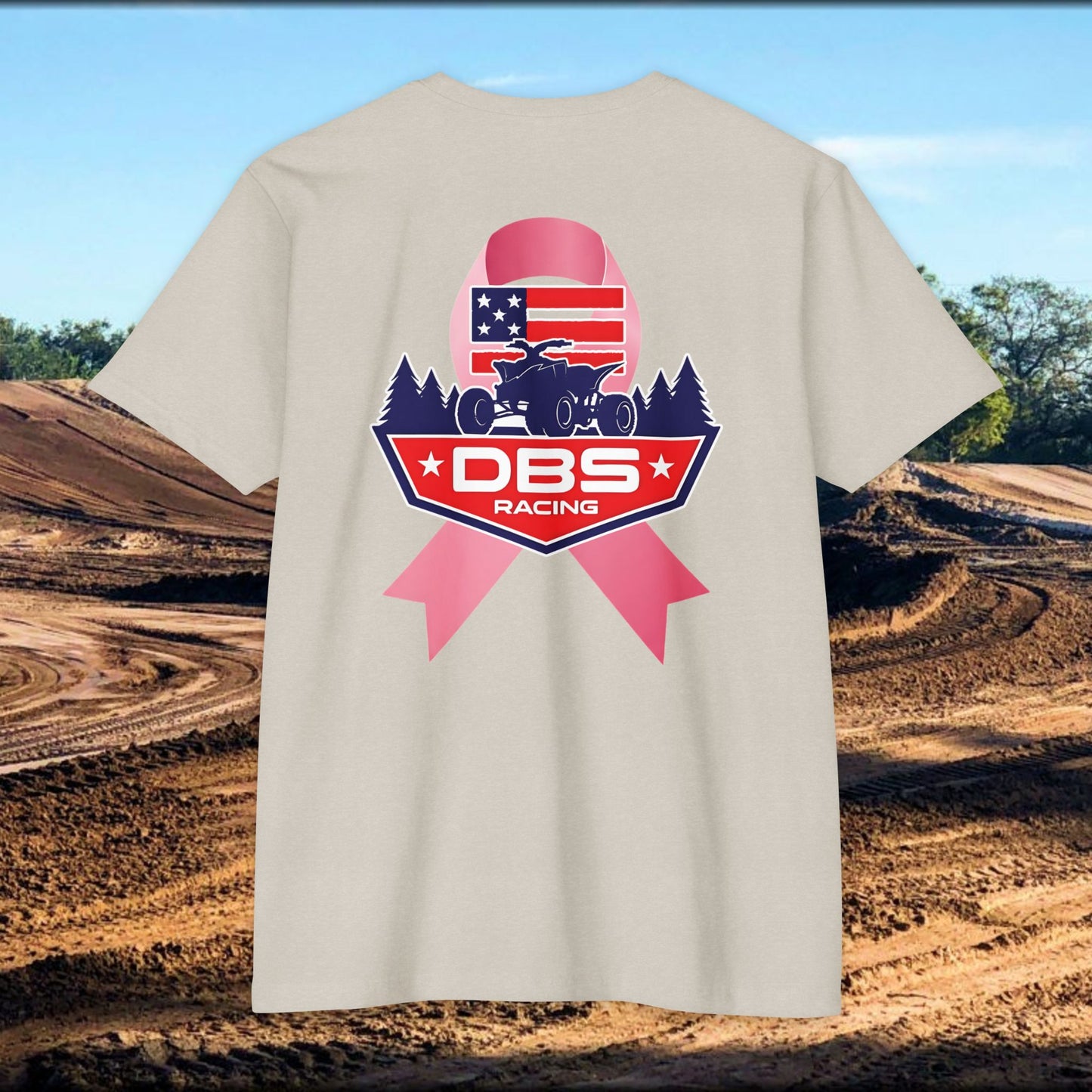 DBS Racing Breast Cancer Awareness Tee – Patriotic Off-Road Shirt for Race Fans, Outdoor Adventure & Support Gear