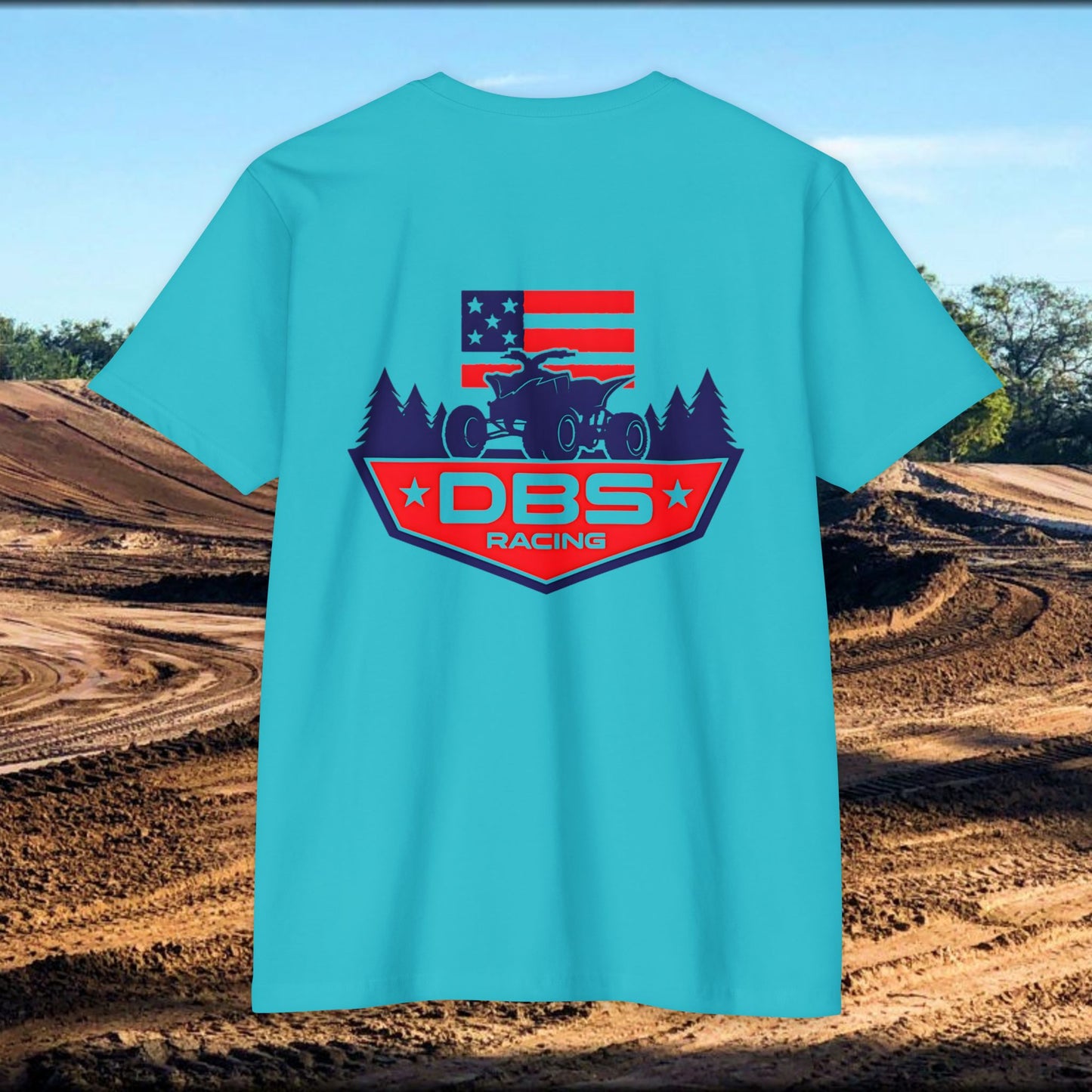 DBS Racing Unisex Sueded T-Shirt, Cool Racing Tee, Gift for Race Fans, Outdoor Adventure Gear, Patriotic Style