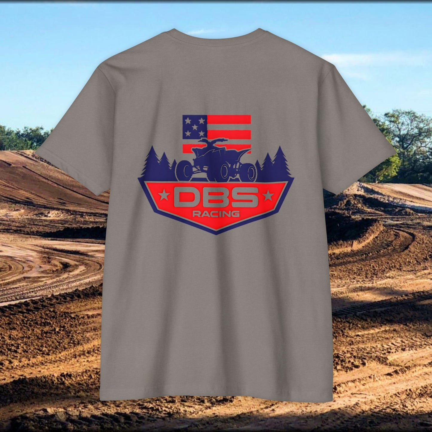 DBS Racing Unisex Sueded T-Shirt, Cool Racing Tee, Gift for Race Fans, Outdoor Adventure Gear, Patriotic Style