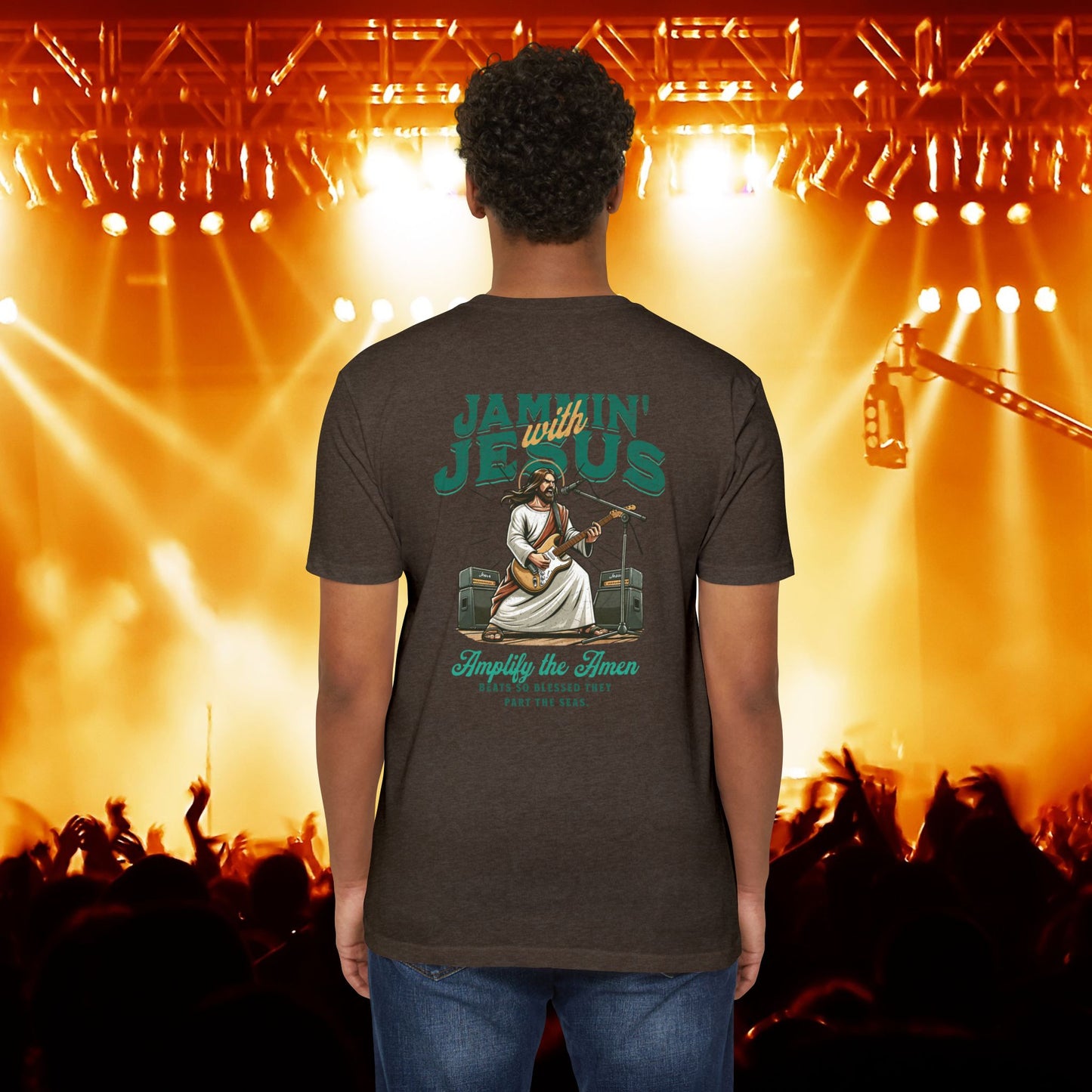 Jammin' Jesus Unisex CVC T-Shirt | Faith-Based Graphic Tee, Music Lover Gift, Casual Wear, Church Outing, Christian Apparel