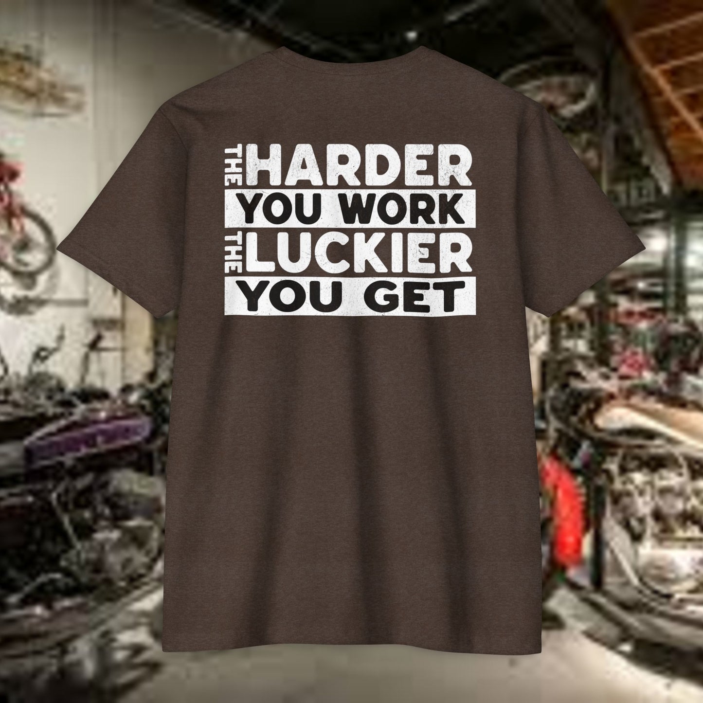 Hard Work = Luck Tee – Grit & Grind Motivational Shirt (Next Level 6210)