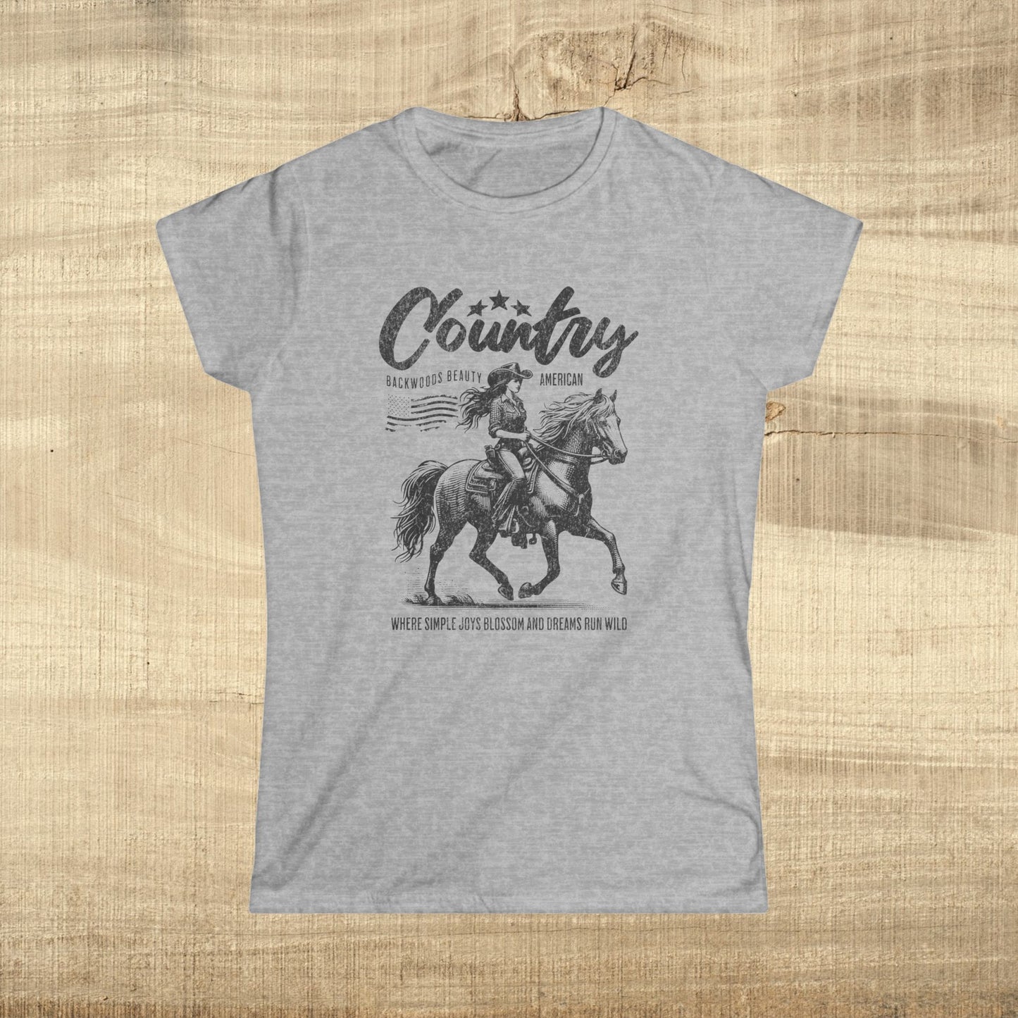 Country Girl Horse Shirt Western Cowgirl Graphic Tee Backwoods Beauty Top