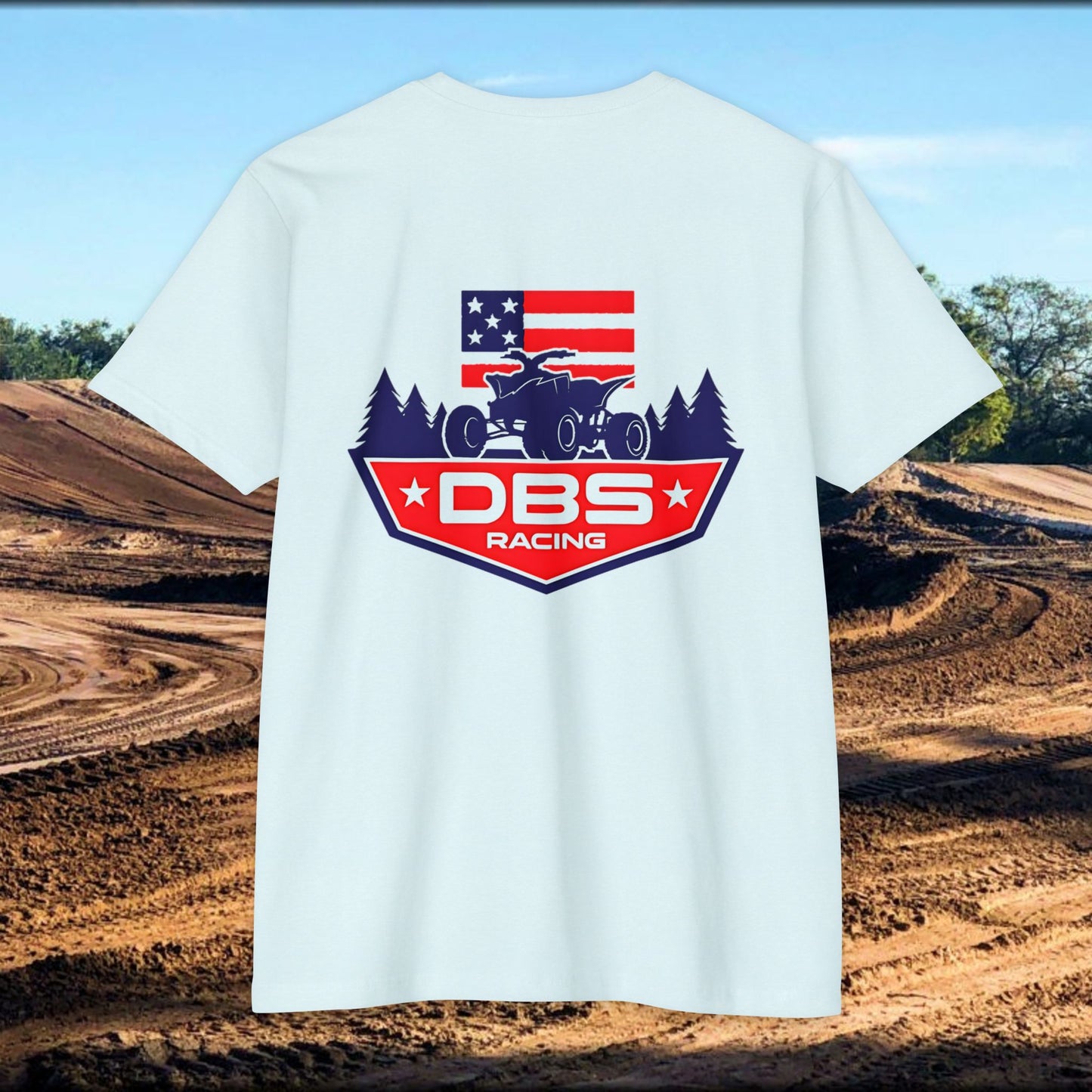 DBS Racing Unisex Sueded T-Shirt, Cool Racing Tee, Gift for Race Fans, Outdoor Adventure Gear, Patriotic Style