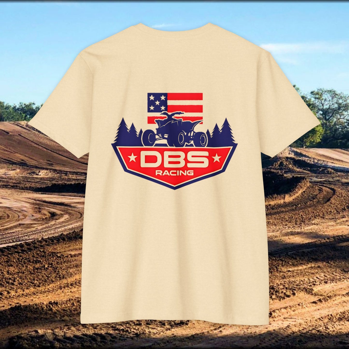 DBS Racing Unisex Sueded T-Shirt, Cool Racing Tee, Gift for Race Fans, Outdoor Adventure Gear, Patriotic Style