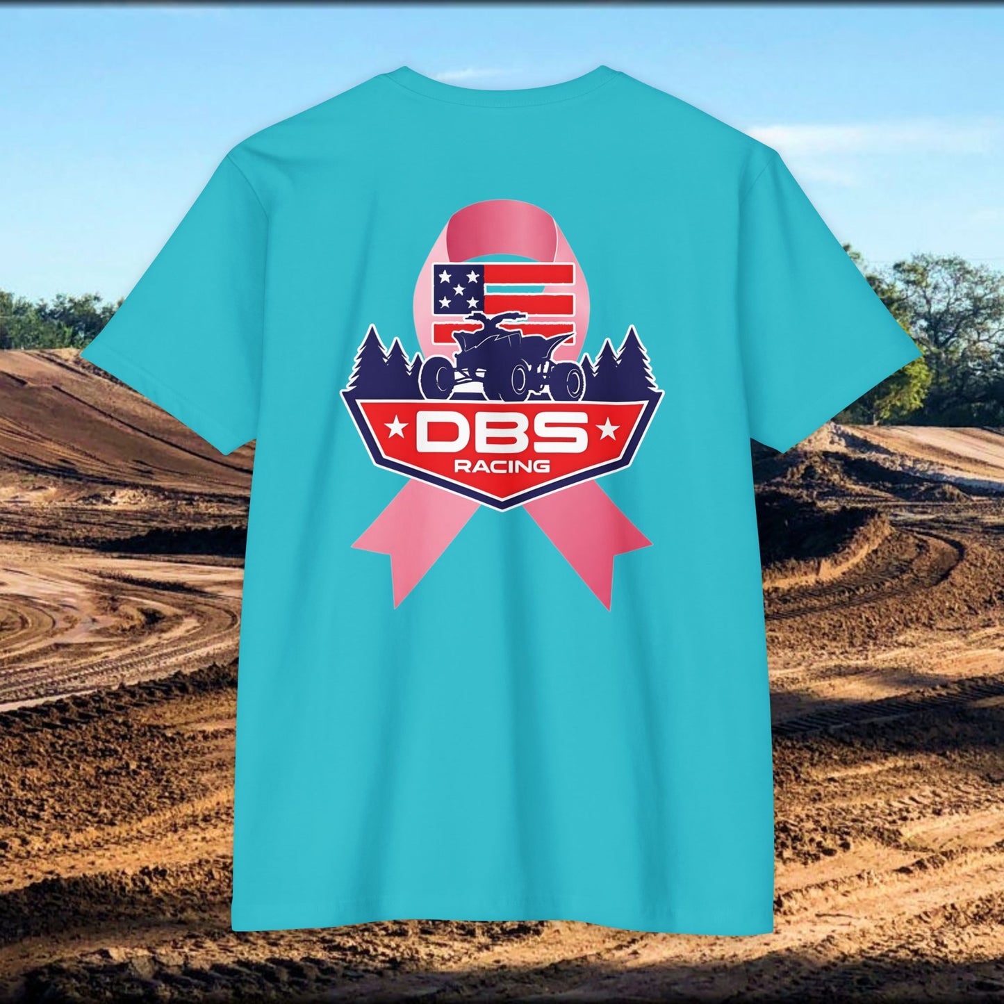 DBS Racing Breast Cancer Awareness Tee – Patriotic Off-Road Shirt for Race Fans, Outdoor Adventure & Support Gear