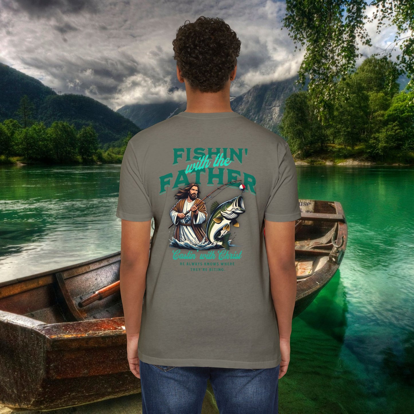 Fishing T-Shirt for Dad, Spiritual Dad Shirt, Father's Day Gift, Christian Fishing Apparel, Summer Outdoor Tee, Casual Graphic Top