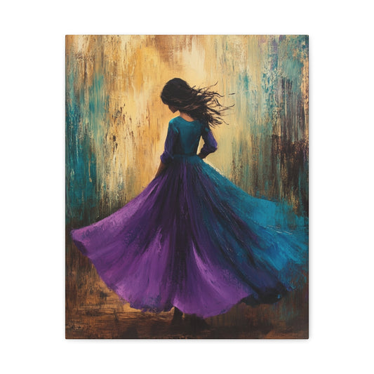 Whimsical Canvas Art Print, Mesmerizing Dance Wall Decor, Elegant Home Aesthetic, Gift for Art Lovers, Vibrant Décor for Celebration