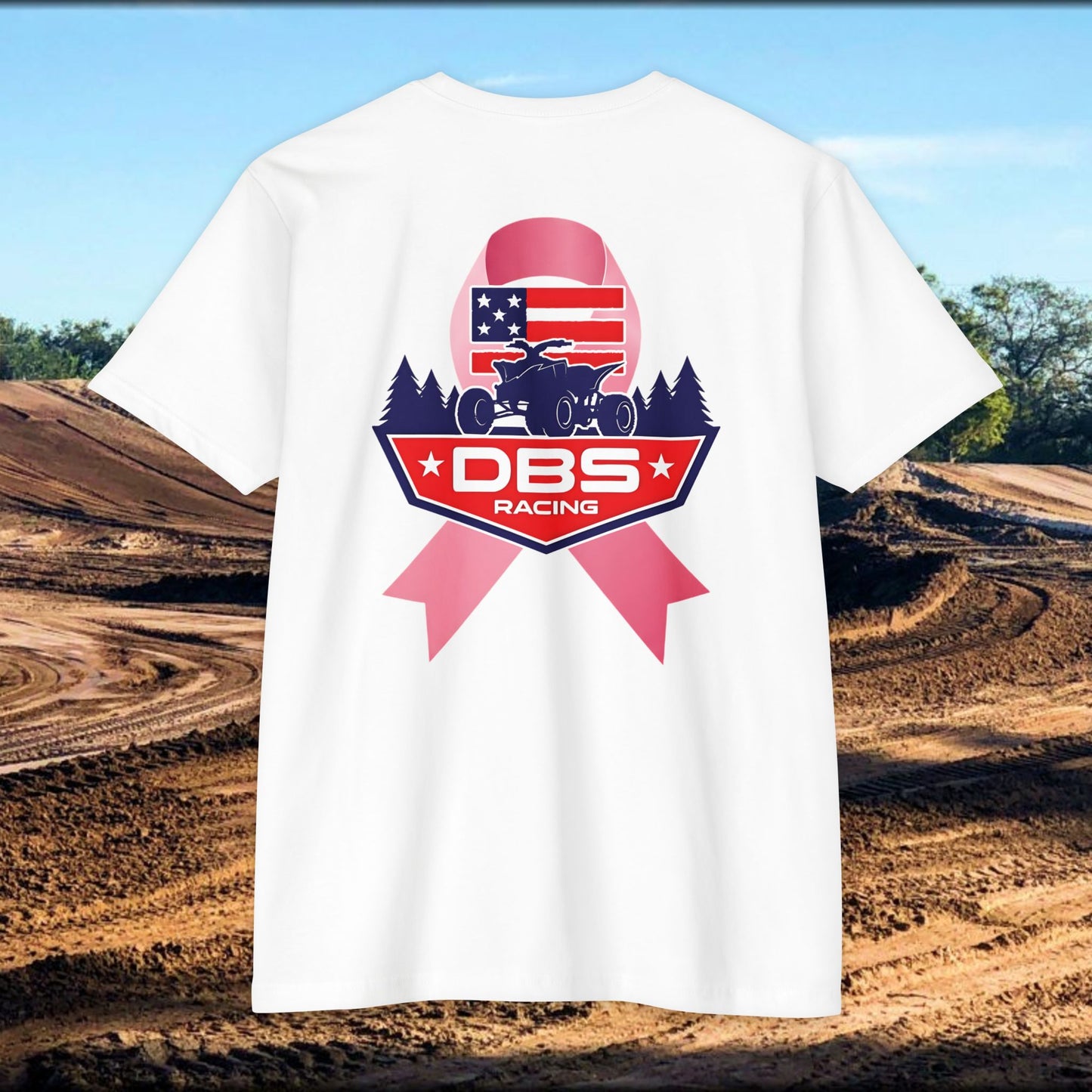 DBS Racing Breast Cancer Awareness Tee – Patriotic Off-Road Shirt for Race Fans, Outdoor Adventure & Support Gear