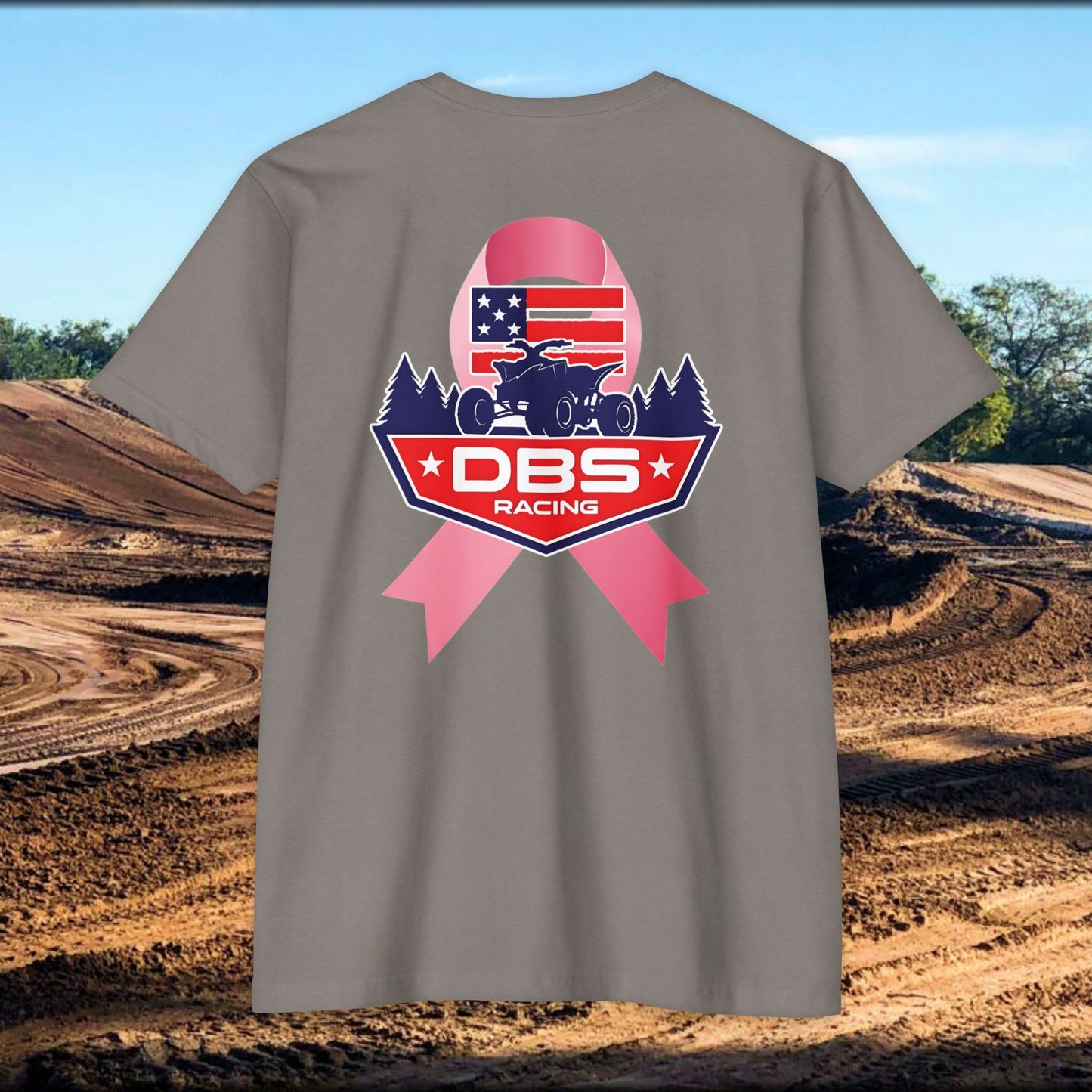 DBS Racing Breast Cancer Awareness Tee – Patriotic Off-Road Shirt for Race Fans, Outdoor Adventure & Support Gear