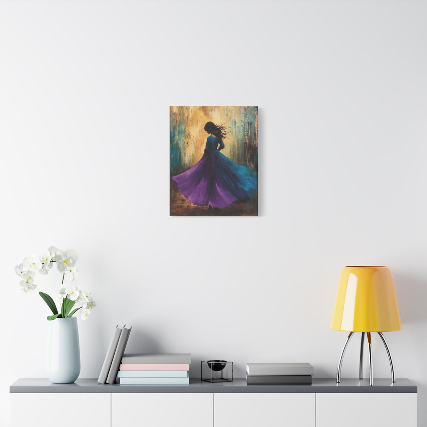 Whimsical Canvas Art Print, Mesmerizing Dance Wall Decor, Elegant Home Aesthetic, Gift for Art Lovers, Vibrant Décor for Celebration