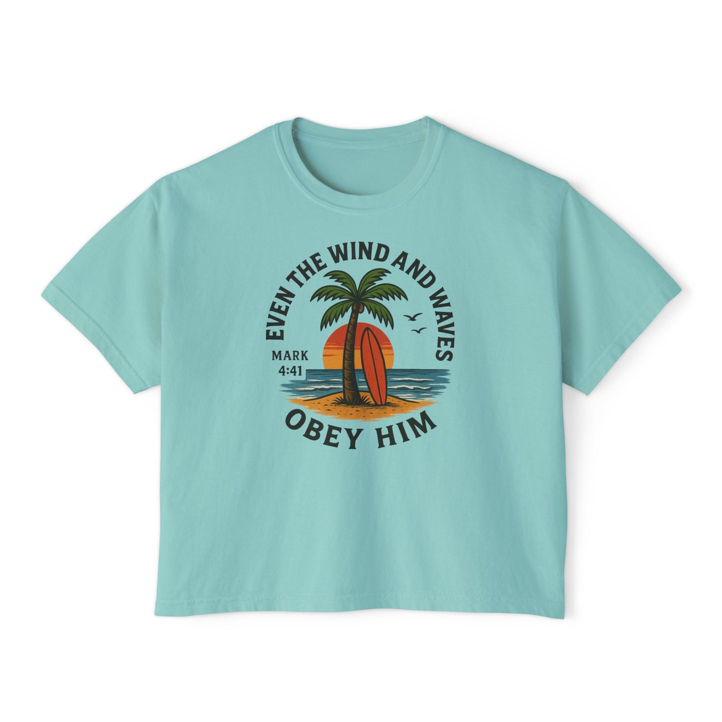 Surf-Inspired Women's Boxy Tee - Perfect for Beach Days, Summer Casual Wear, Christian Gifts, Inspirational Tee, Relaxed Fit T-Shirt