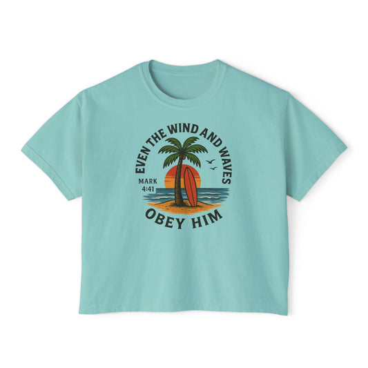 Surf-Inspired Women's Boxy Tee - Perfect for Beach Days, Summer Casual Wear, Christian Gifts, Inspirational Tee, Relaxed Fit T-Shirt
