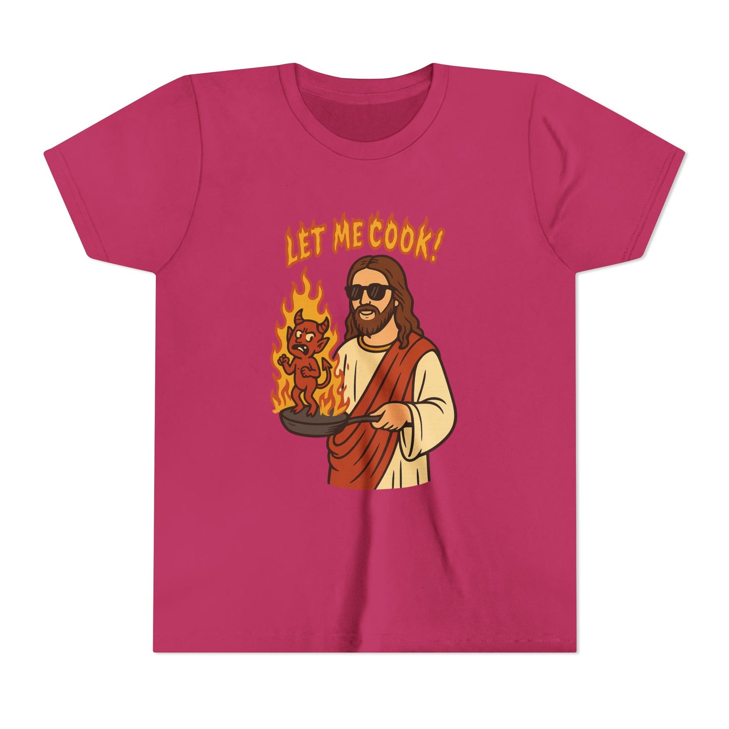 Youth Short Sleeve Tee - Let Me Cook! with Inspirational Bible Verse