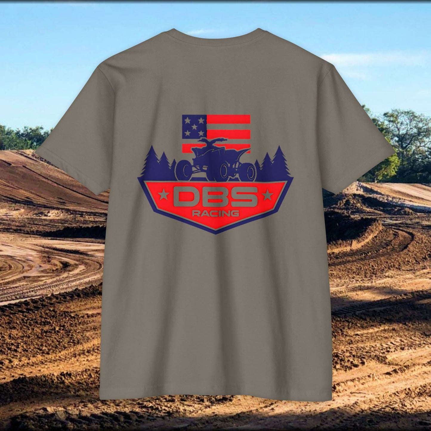 DBS Racing Unisex Sueded T-Shirt, Cool Racing Tee, Gift for Race Fans, Outdoor Adventure Gear, Patriotic Style