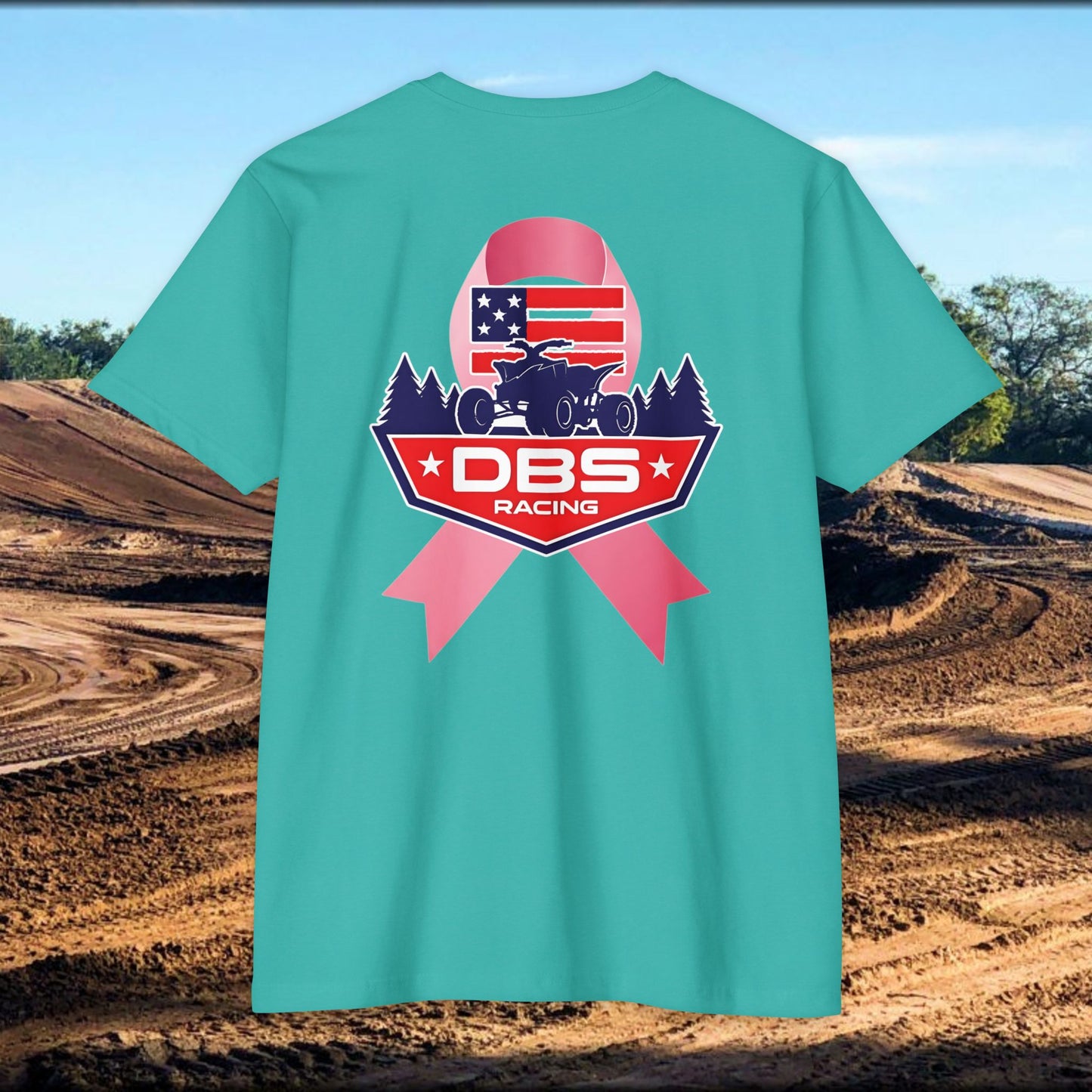 DBS Racing Breast Cancer Awareness Tee – Patriotic Off-Road Shirt for Race Fans, Outdoor Adventure & Support Gear