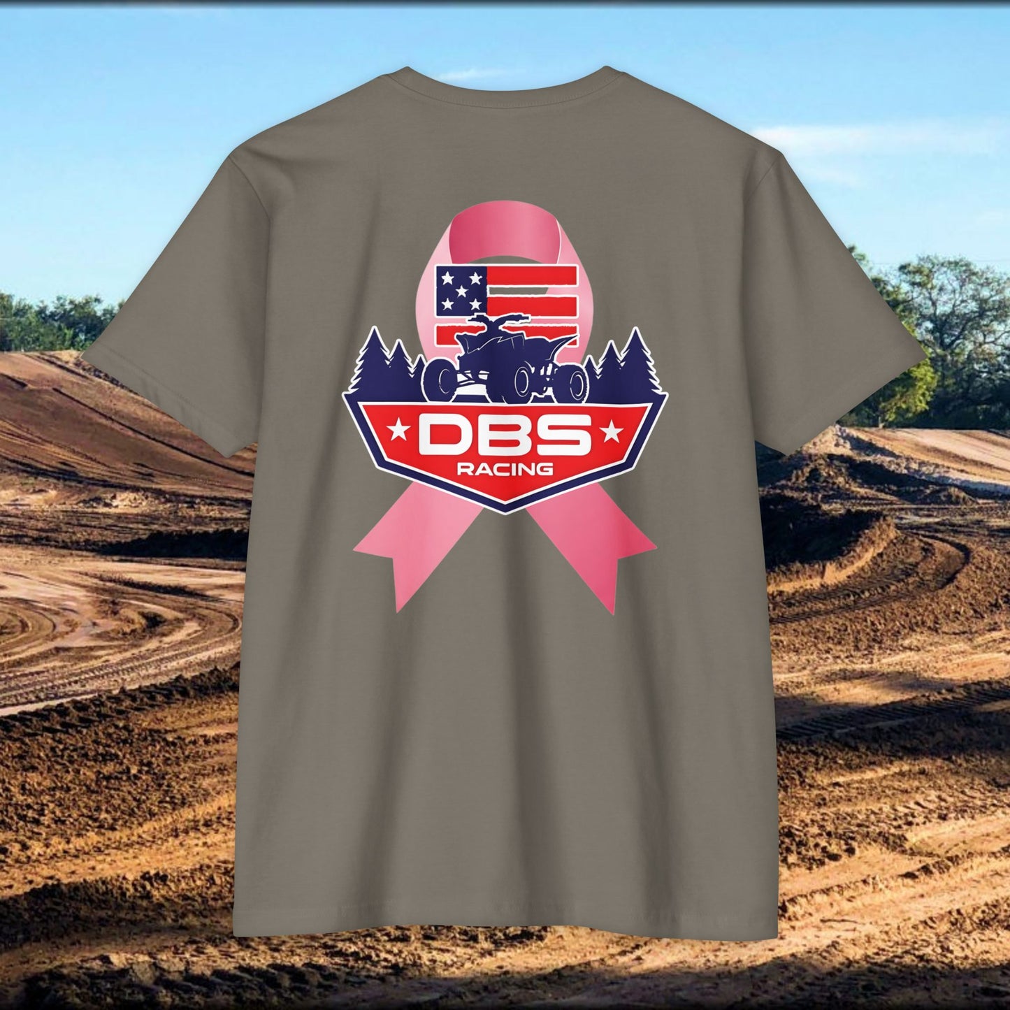 DBS Racing Breast Cancer Awareness Tee – Patriotic Off-Road Shirt for Race Fans, Outdoor Adventure & Support Gear