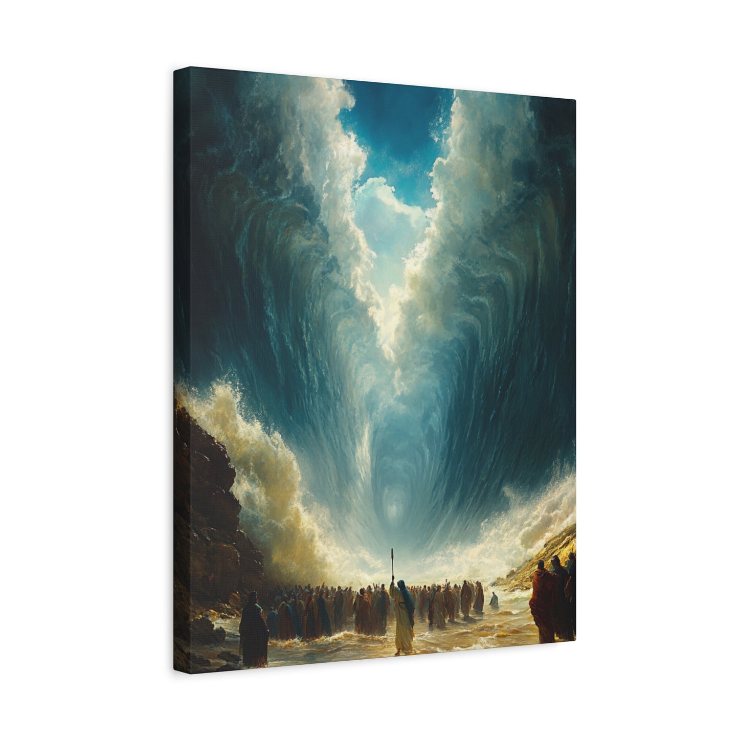 Stretched Canvas Art Print - Majestic Sky & Waves Scene, Wall Decor for Living Room, Home Office, Gift for Art Lovers, Inspirational, Moses