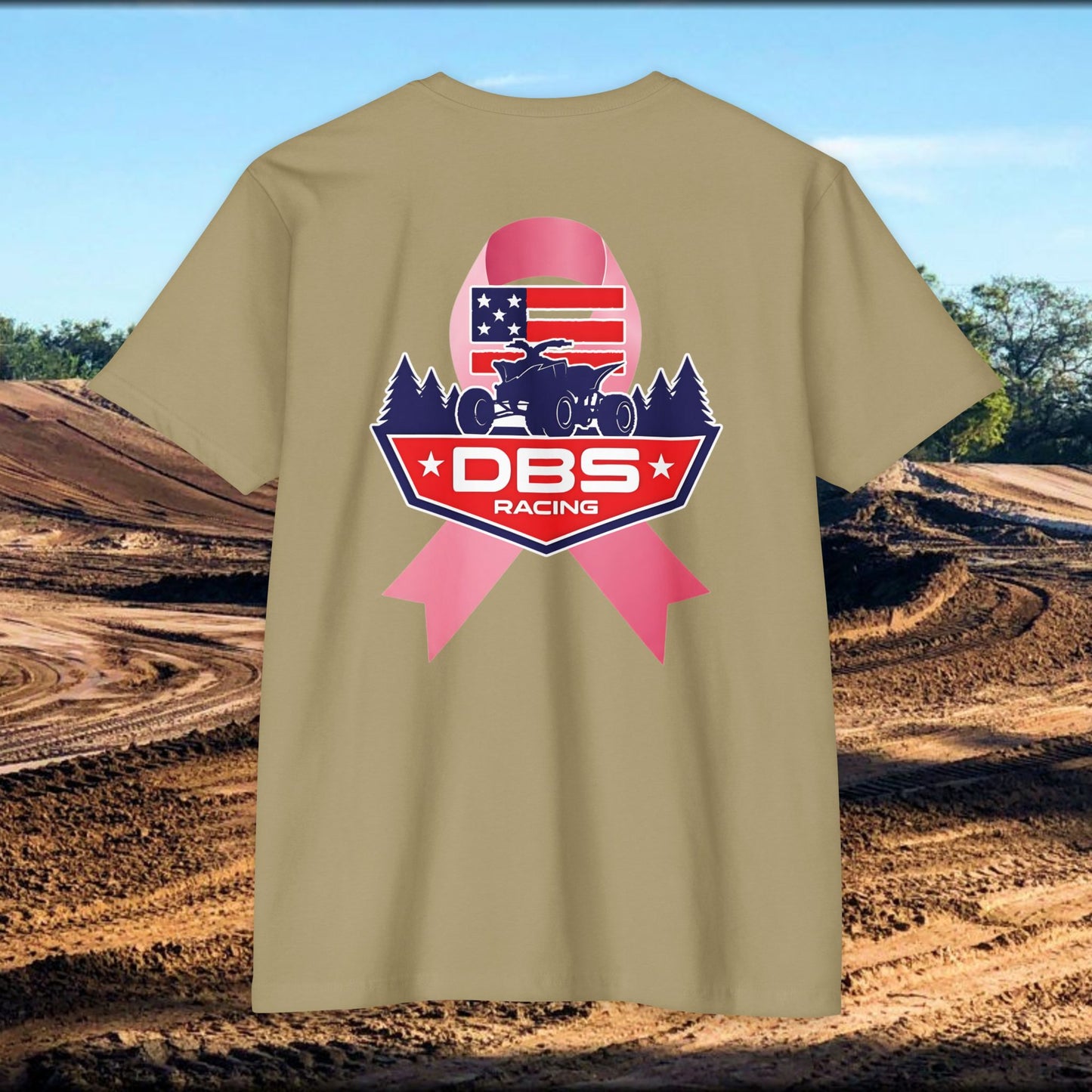 DBS Racing Breast Cancer Awareness Tee – Patriotic Off-Road Shirt for Race Fans, Outdoor Adventure & Support Gear