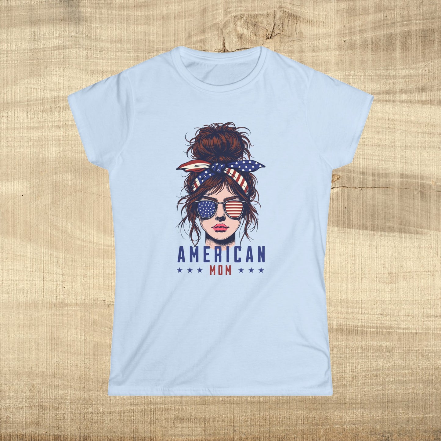 American Mom Graphic Tee, Patriotic T-Shirt for Mothers, Independence Day Apparel, Casual Summer Wear, Gifts for Moms