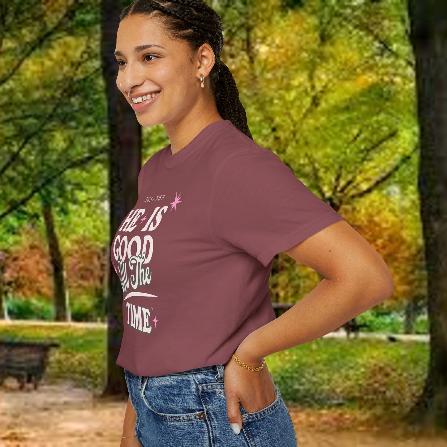 "He Is Good All The Time" Comfort Colors® 1717 Christian Tee
