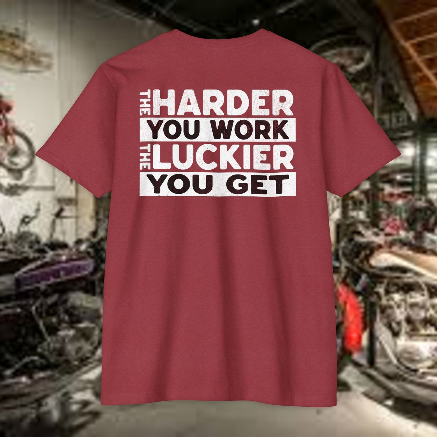 Hard Work = Luck Tee – Grit & Grind Motivational Shirt (Next Level 6210)