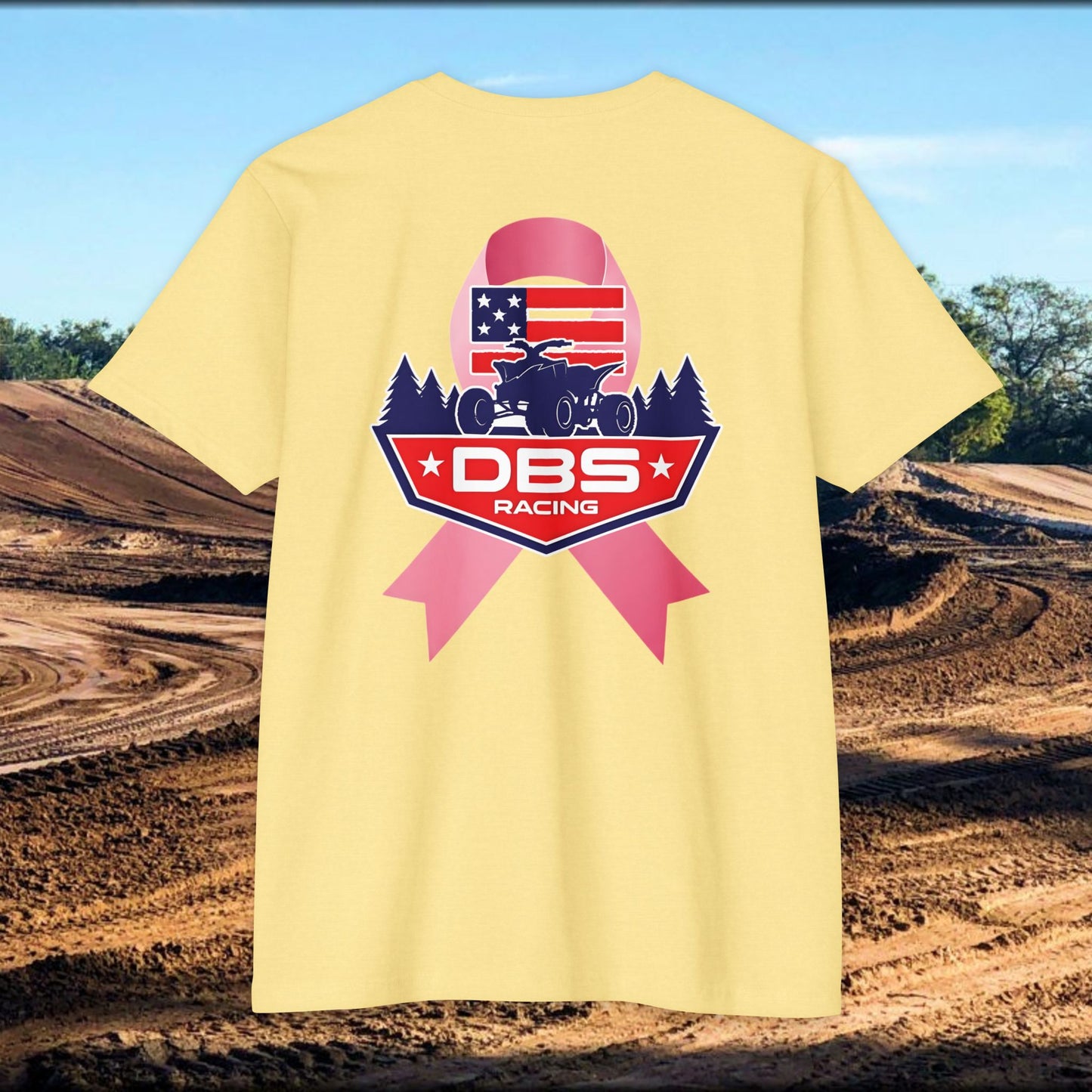 DBS Racing Breast Cancer Awareness Tee – Patriotic Off-Road Shirt for Race Fans, Outdoor Adventure & Support Gear