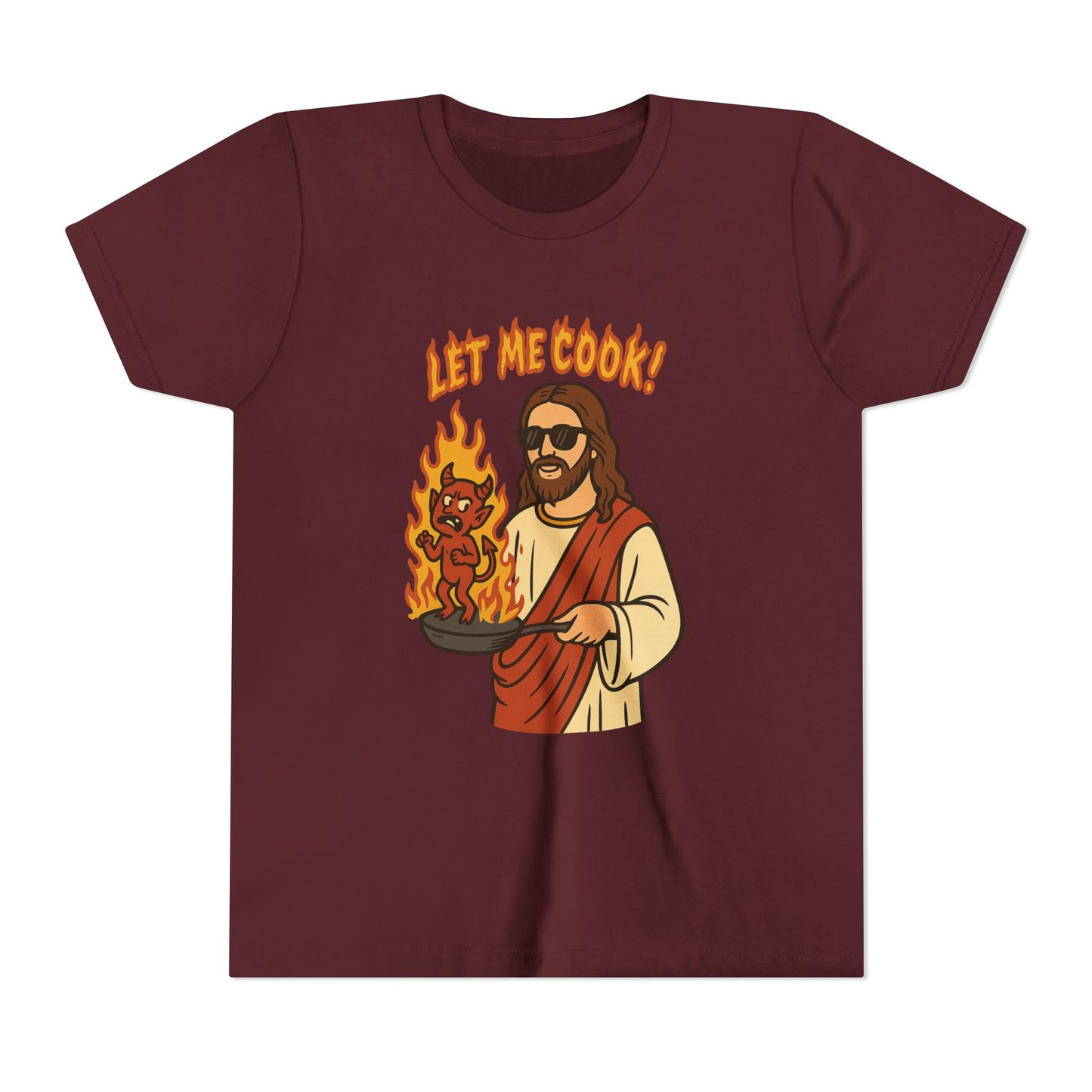 Youth Short Sleeve Tee - Let Me Cook! with Inspirational Bible Verse