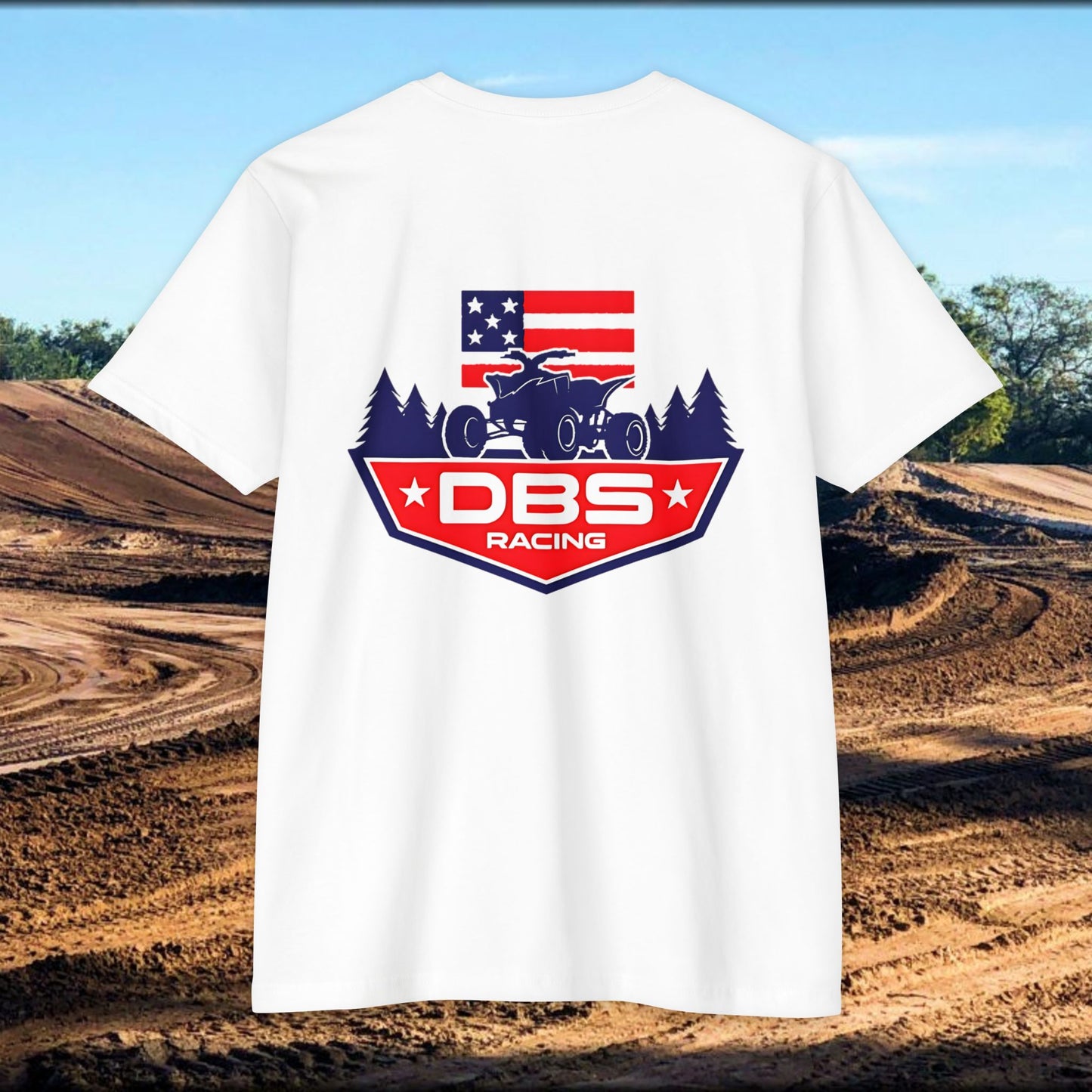 DBS Racing Unisex Sueded T-Shirt, Cool Racing Tee, Gift for Race Fans, Outdoor Adventure Gear, Patriotic Style