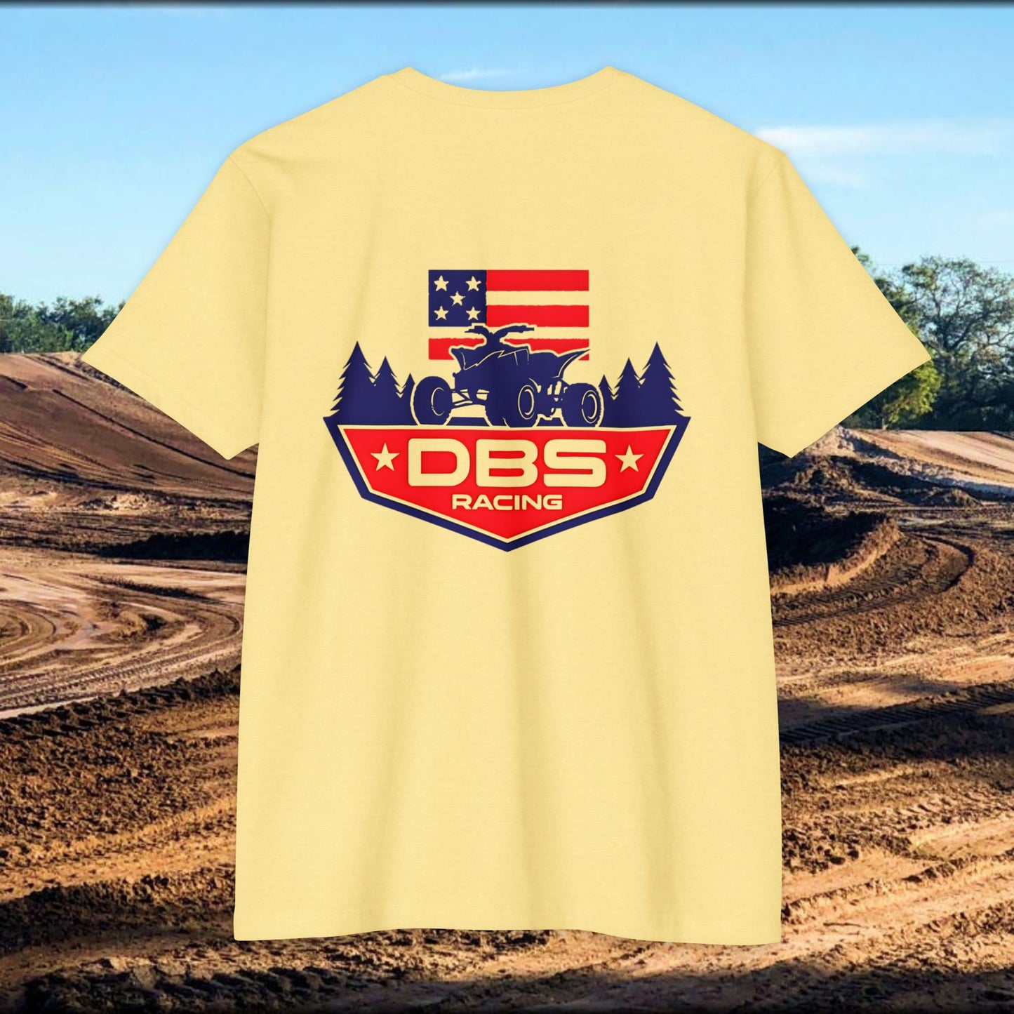 DBS Racing Unisex Sueded T-Shirt, Cool Racing Tee, Gift for Race Fans, Outdoor Adventure Gear, Patriotic Style