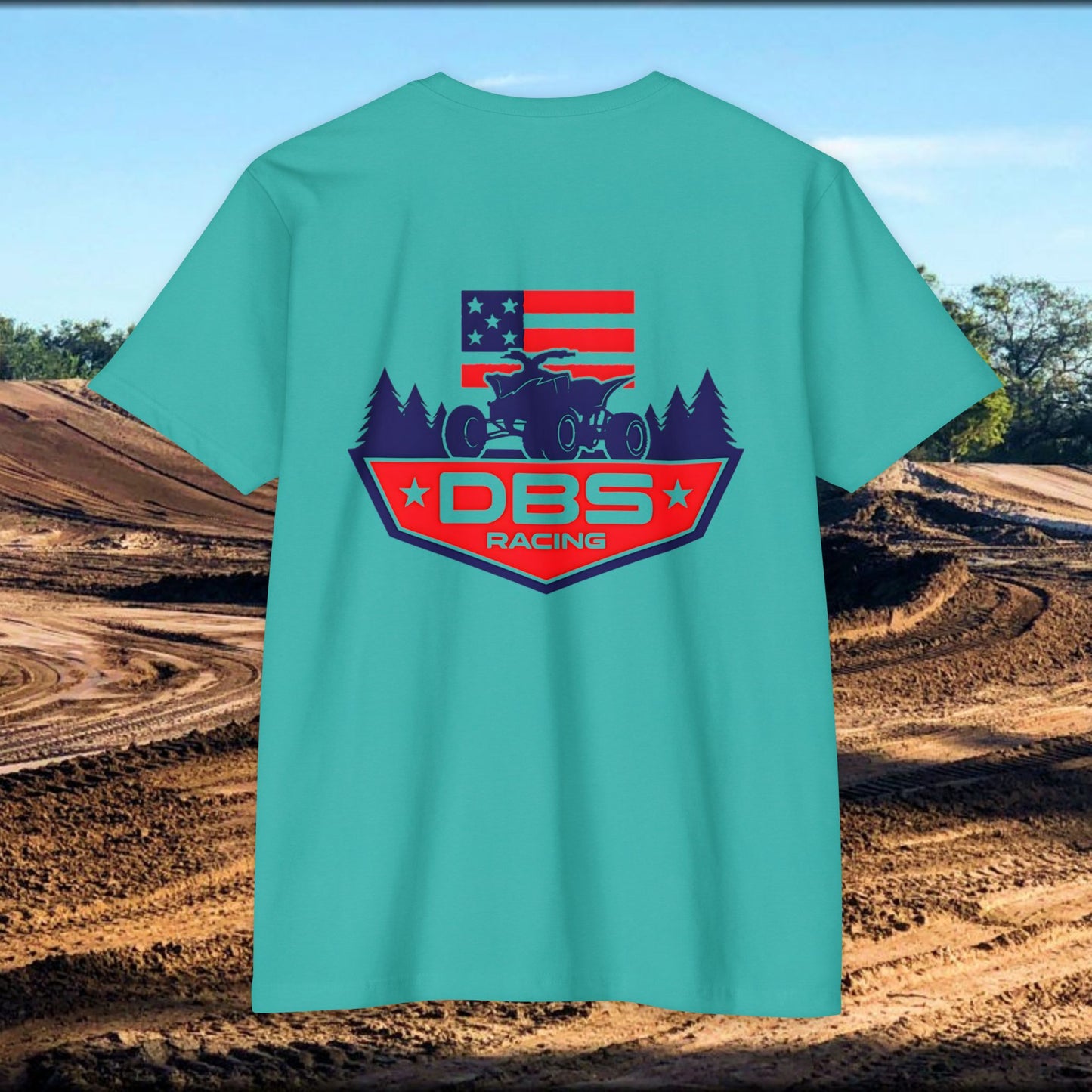 DBS Racing Unisex Sueded T-Shirt, Cool Racing Tee, Gift for Race Fans, Outdoor Adventure Gear, Patriotic Style