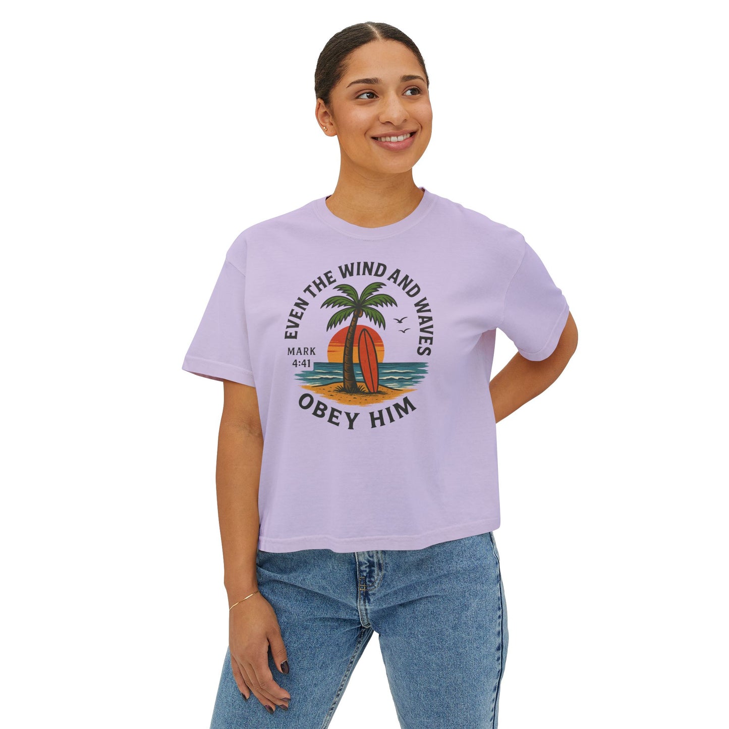 Surf-Inspired Women's Boxy Tee - Perfect for Beach Days, Summer Casual Wear, Christian Gifts, Inspirational Tee, Relaxed Fit T-Shirt