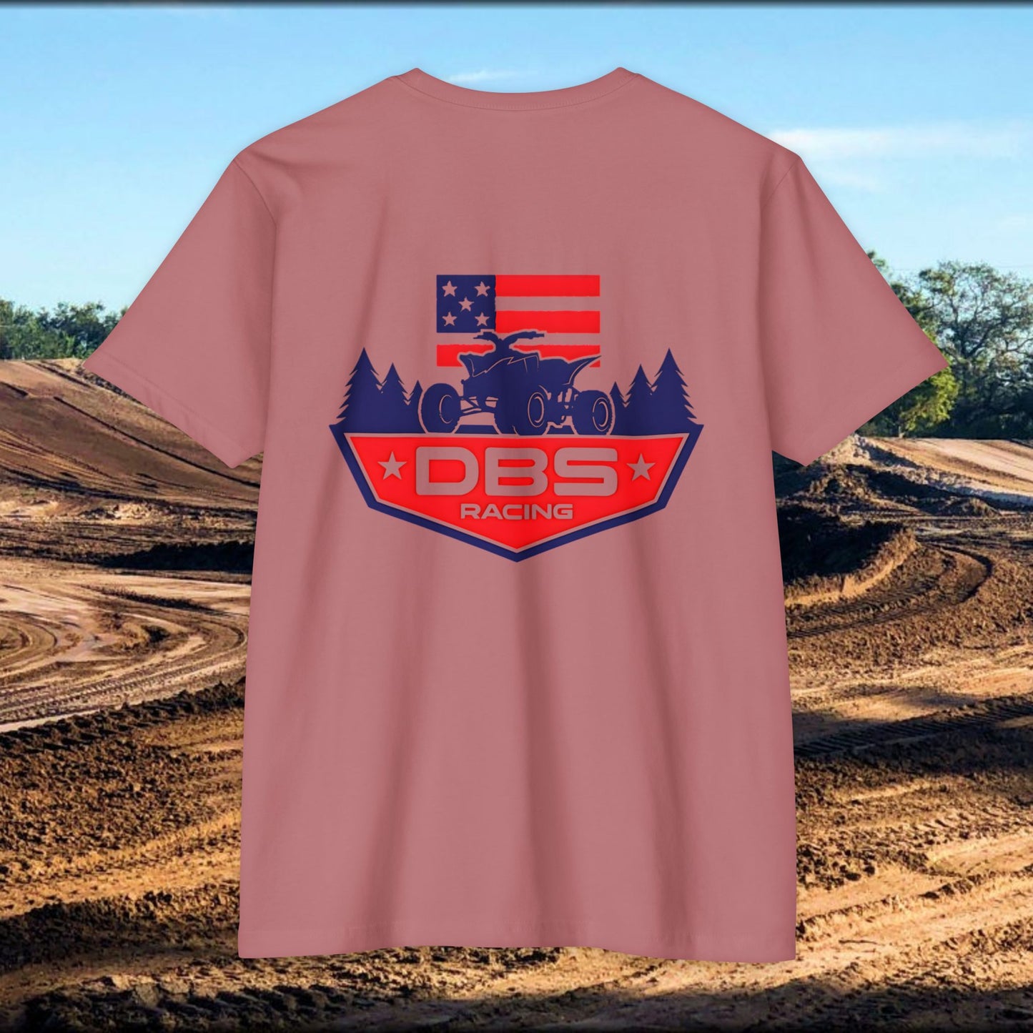 DBS Racing Unisex Sueded T-Shirt, Cool Racing Tee, Gift for Race Fans, Outdoor Adventure Gear, Patriotic Style