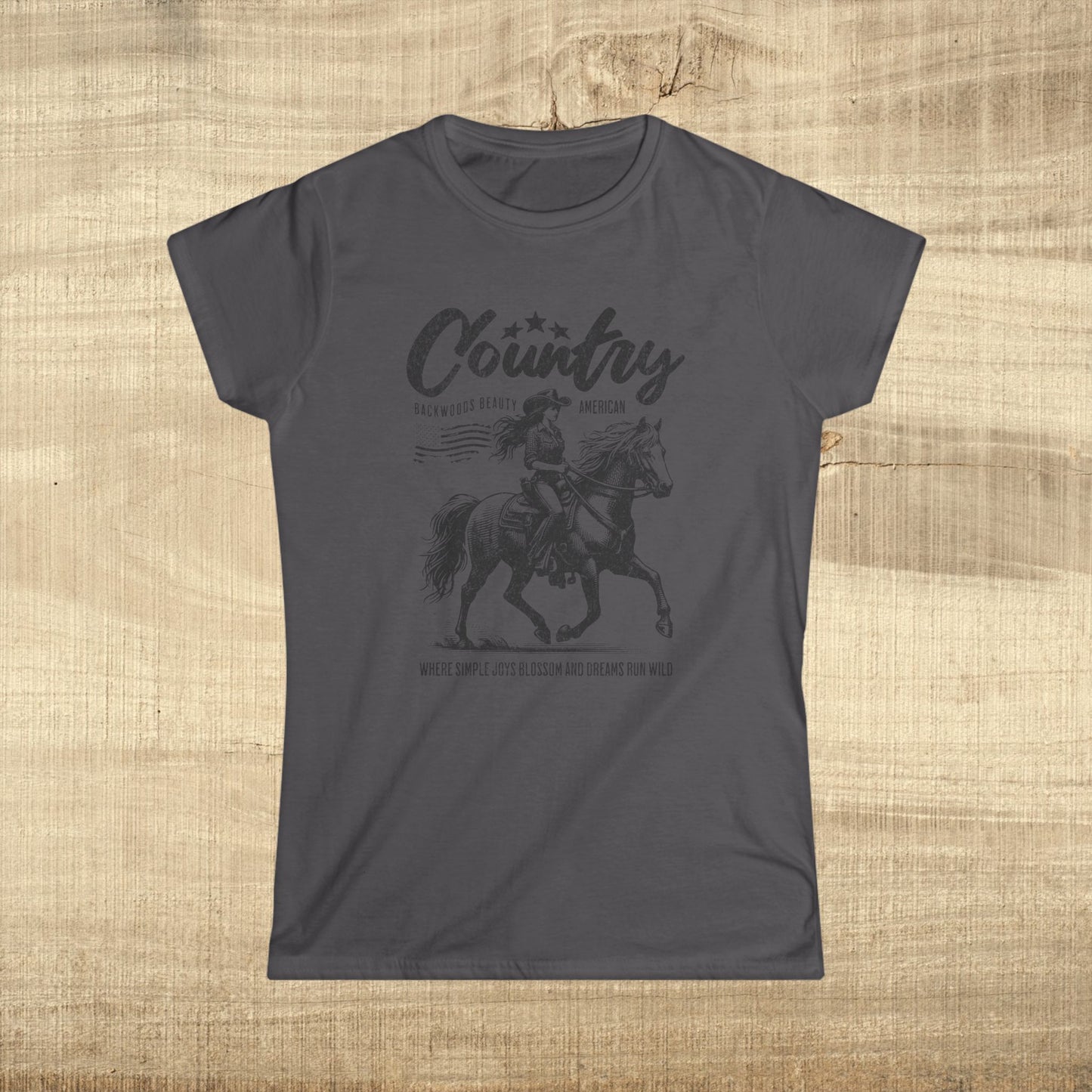 Country Girl Horse Shirt Western Cowgirl Graphic Tee Backwoods Beauty Top