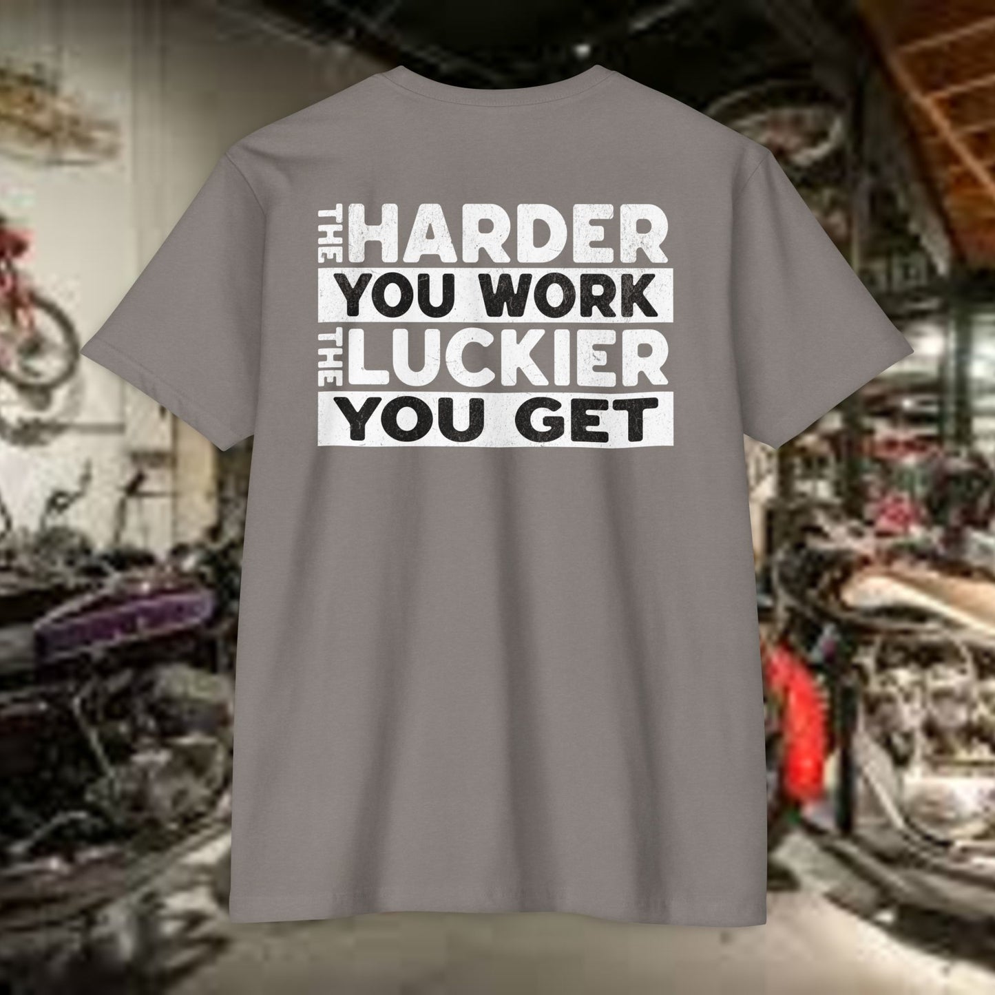 Hard Work = Luck Tee – Grit & Grind Motivational Shirt (Next Level 6210)