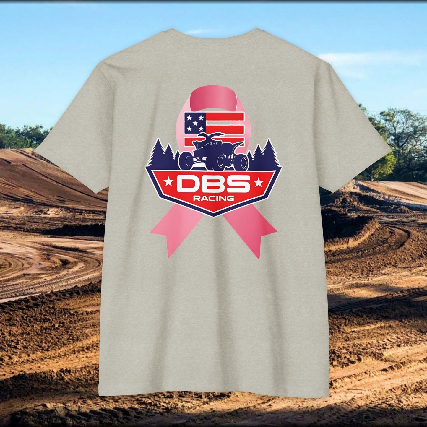 DBS Racing Breast Cancer Awareness Tee – Patriotic Off-Road Shirt for Race Fans, Outdoor Adventure & Support Gear