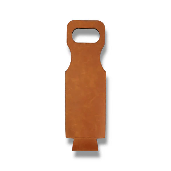 LEATHERETTE WINE SLING™ - TOFFEE/BLACK - 750ML BOTTLES