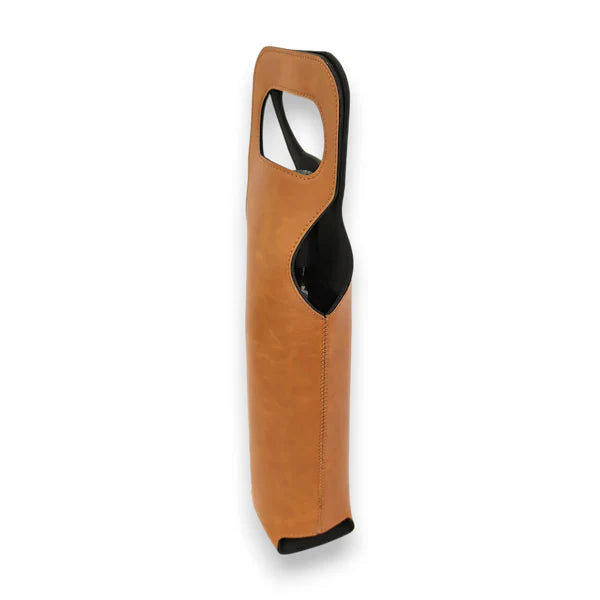 LEATHERETTE WINE SLING™ - TOFFEE/BLACK - 750ML BOTTLES