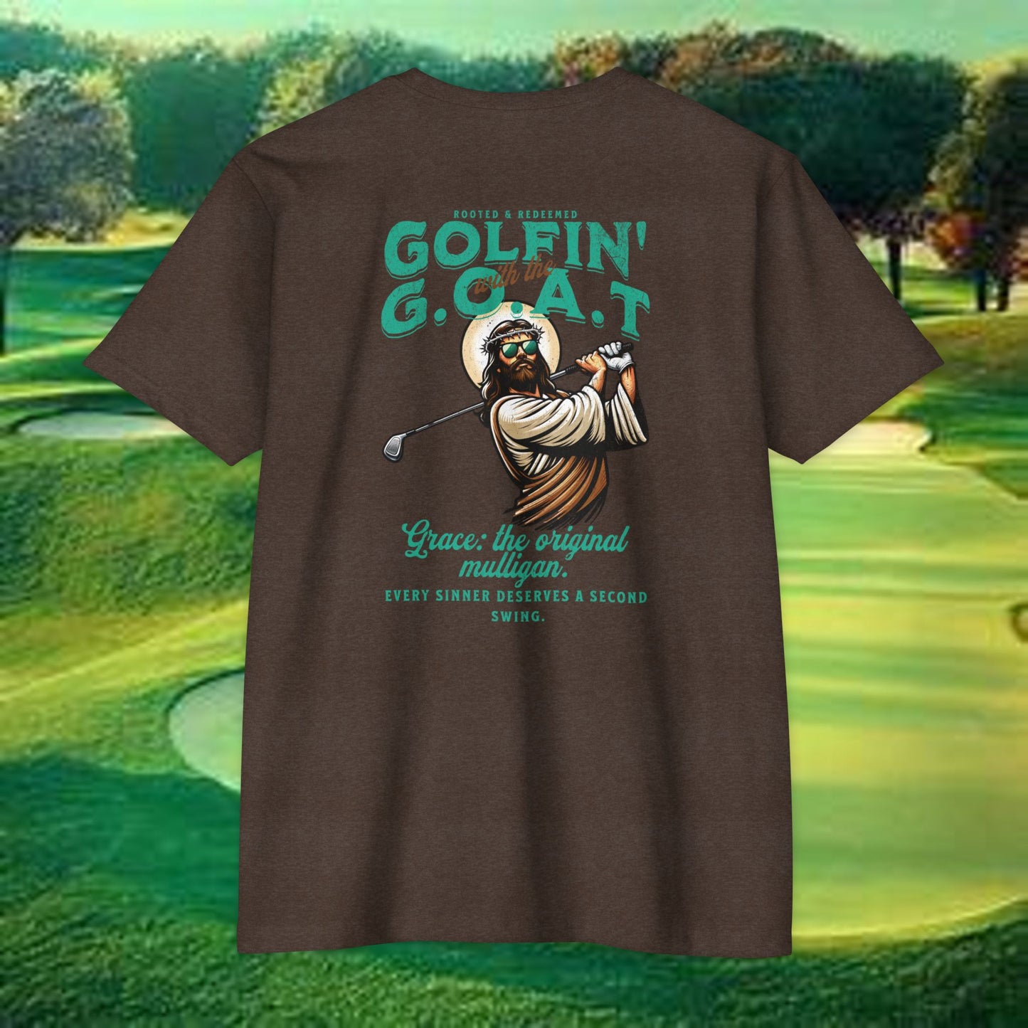 Golfin’ with the GOAT Tee – Jesus Golf Shirt, Mulligan Grace Christian Tee