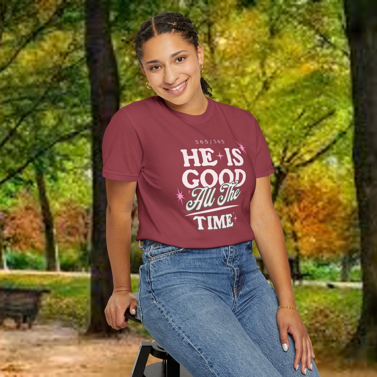 "He Is Good All The Time" Comfort Colors® 1717 Christian Tee