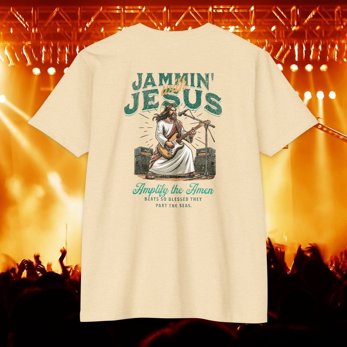 Jammin' Jesus Unisex CVC T-Shirt | Faith-Based Graphic Tee, Music Lover Gift, Casual Wear, Church Outing, Christian Apparel