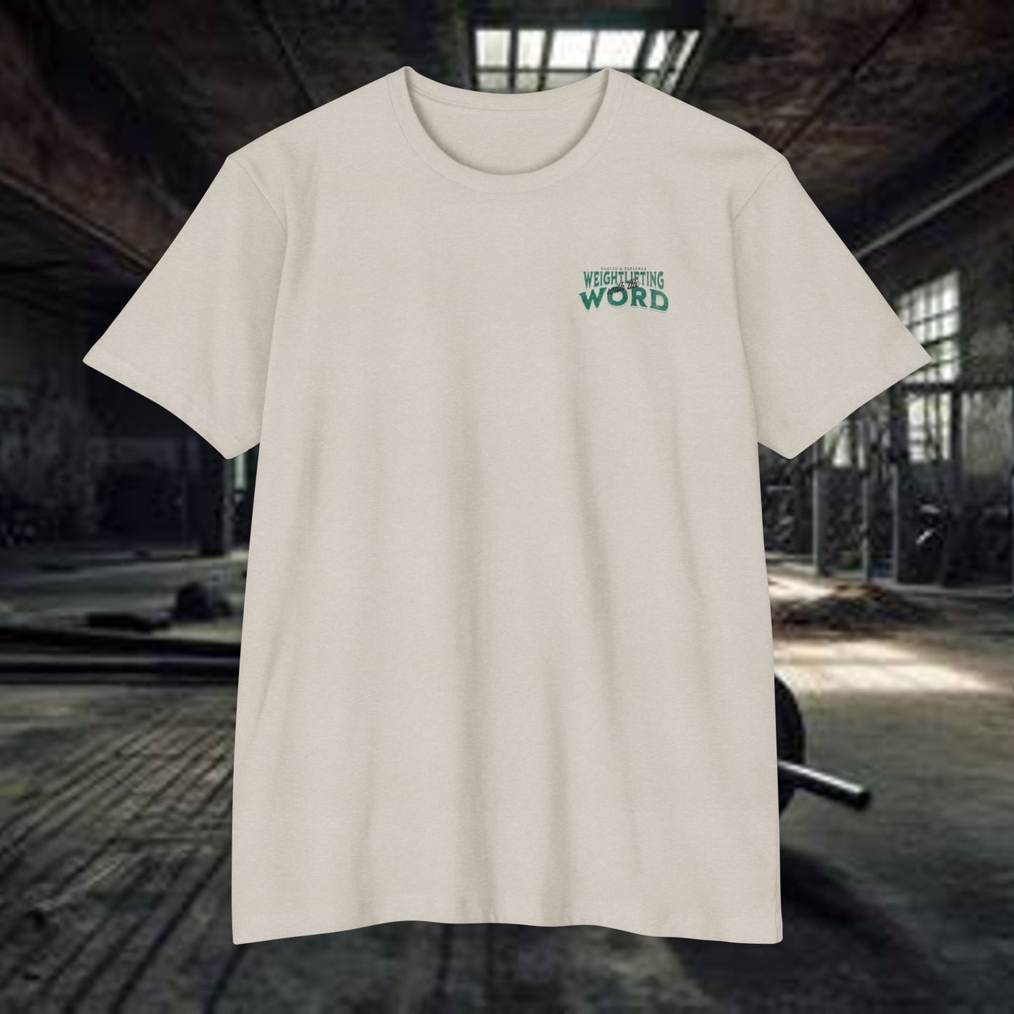 "Weightlifting with the Word" – Spiritual Spotter Tee (Next Level 6210)