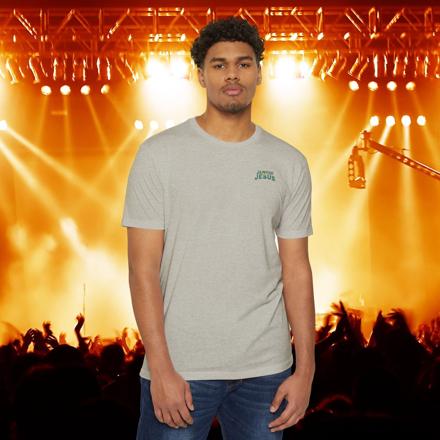 Jammin' Jesus Unisex CVC T-Shirt | Faith-Based Graphic Tee, Music Lover Gift, Casual Wear, Church Outing, Christian Apparel
