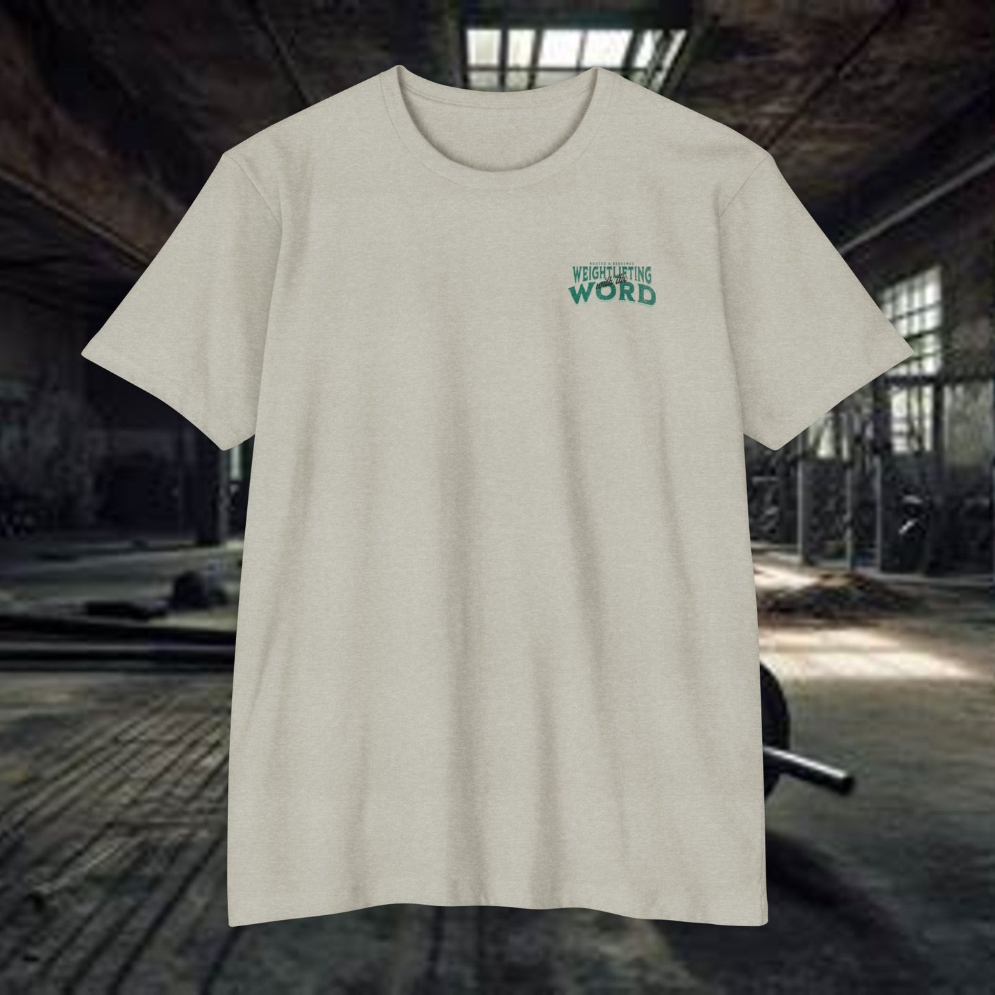 "Weightlifting with the Word" – Spiritual Spotter Tee (Next Level 6210)