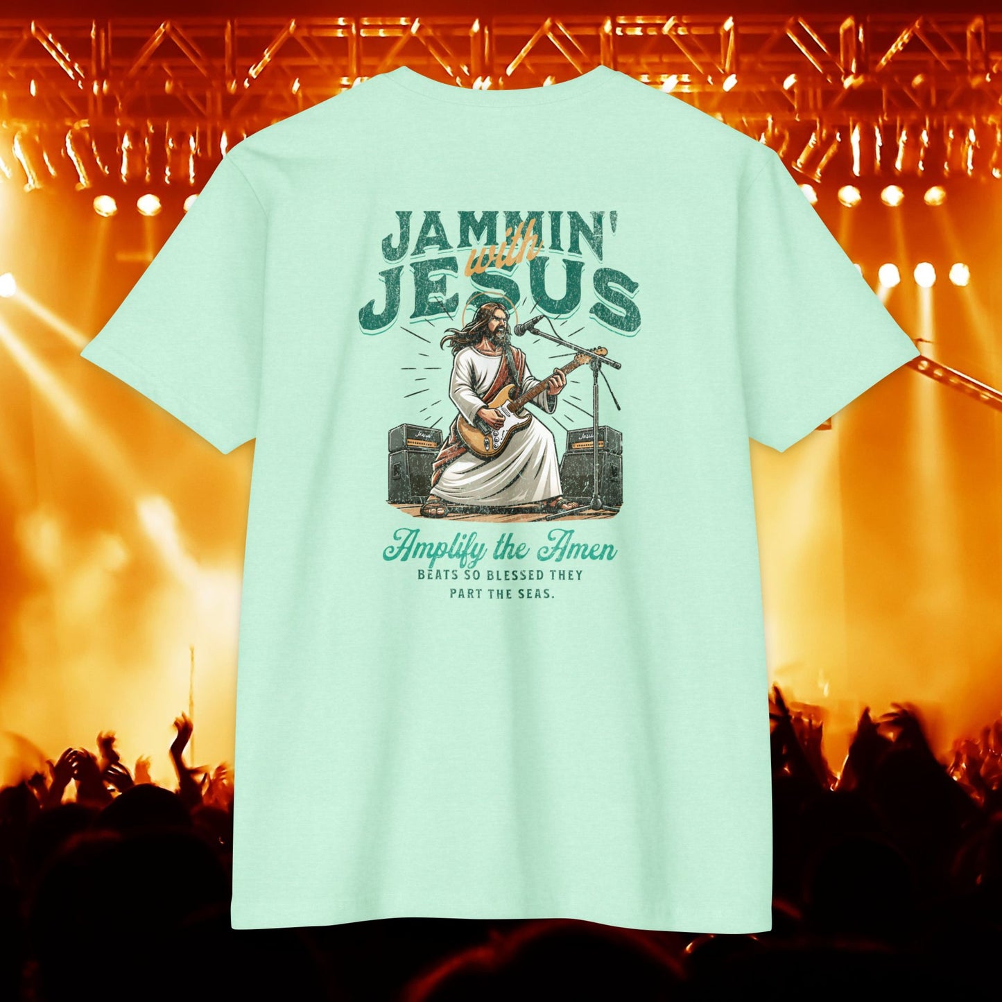 Jammin' Jesus Unisex CVC T-Shirt | Faith-Based Graphic Tee, Music Lover Gift, Casual Wear, Church Outing, Christian Apparel
