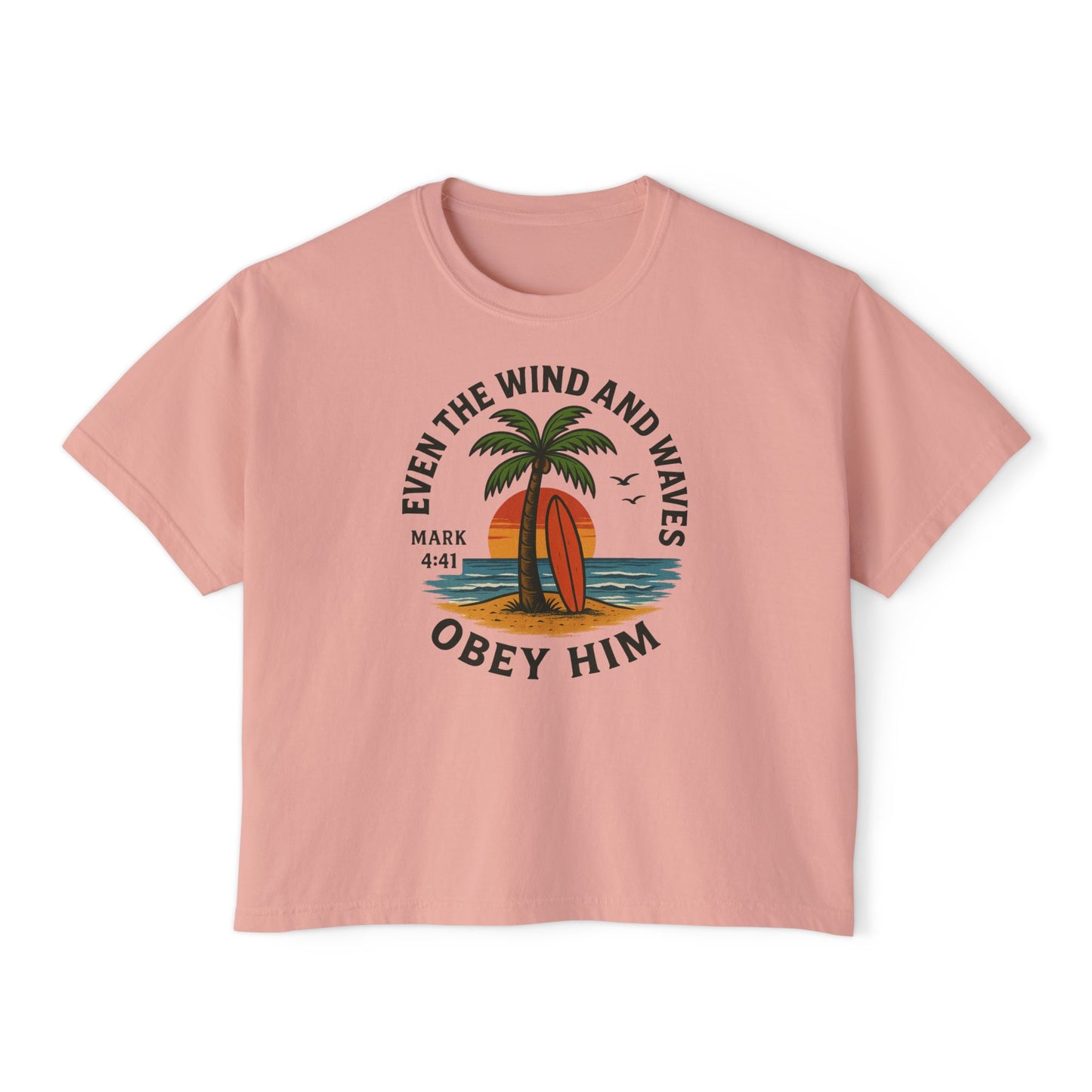Surf-Inspired Women's Boxy Tee - Perfect for Beach Days, Summer Casual Wear, Christian Gifts, Inspirational Tee, Relaxed Fit T-Shirt