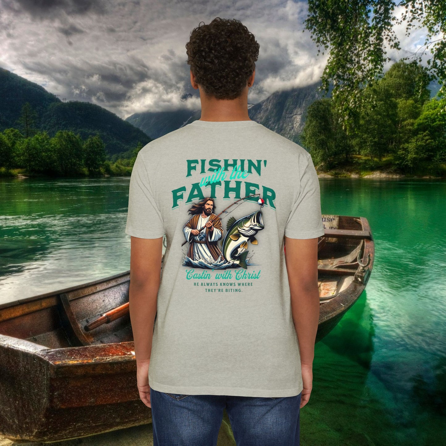 Fishing T-Shirt for Dad, Spiritual Dad Shirt, Father's Day Gift, Christian Fishing Apparel, Summer Outdoor Tee, Casual Graphic Top