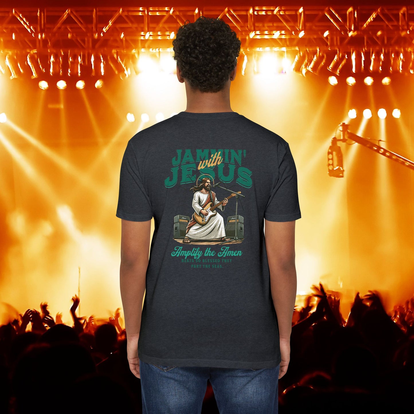 Jammin' Jesus Unisex CVC T-Shirt | Faith-Based Graphic Tee, Music Lover Gift, Casual Wear, Church Outing, Christian Apparel